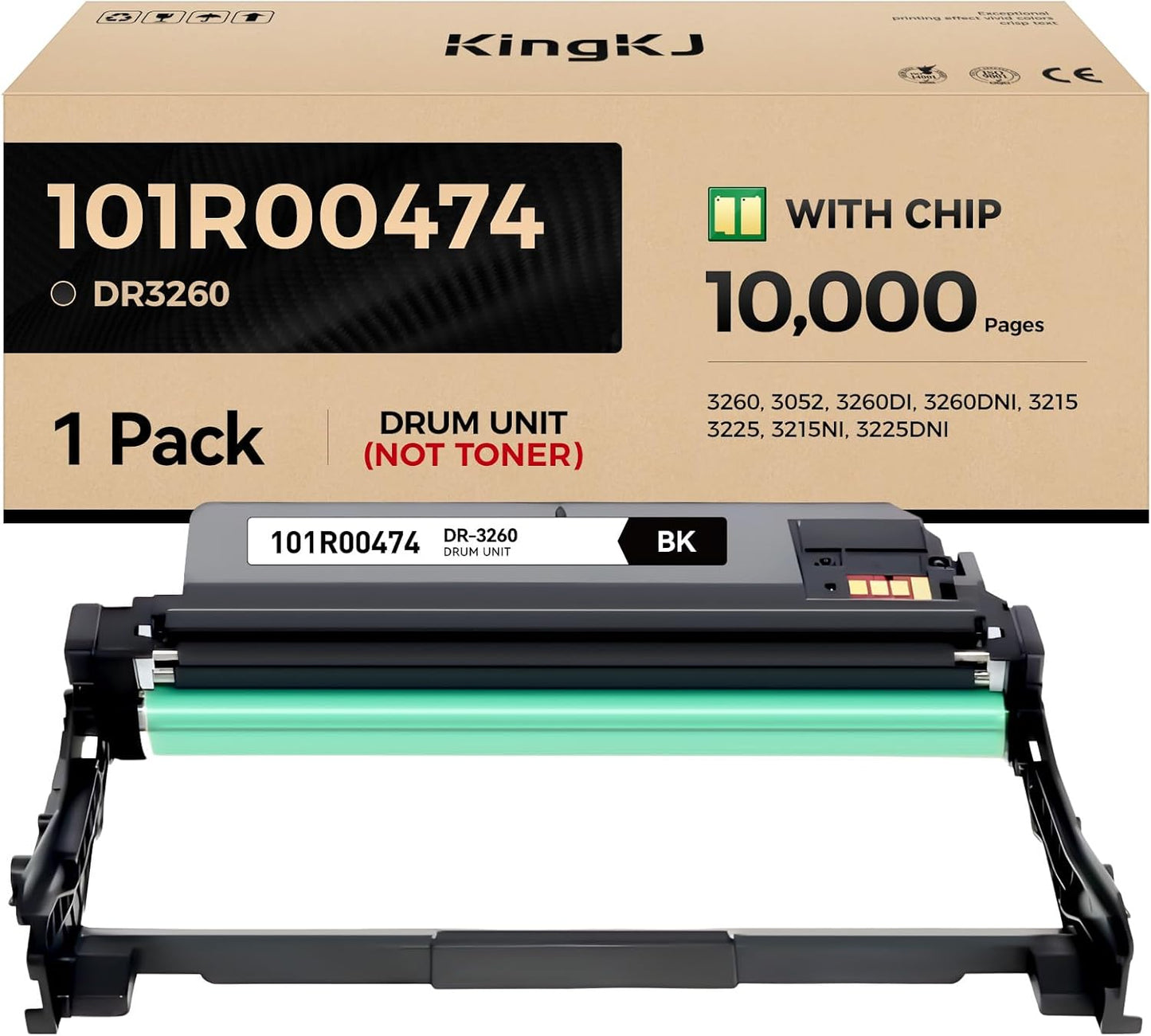 101R00474 Drum Unit (Not Toner)Black 1-Pack High-Yield Replacement for Xerox 3260 3215 Image-Drum Compatible for Xerox Phaser 3260 3052 3260DI 3260DNI WorkCentre 3215 3225 3215NI 3225DNI Laser Printer