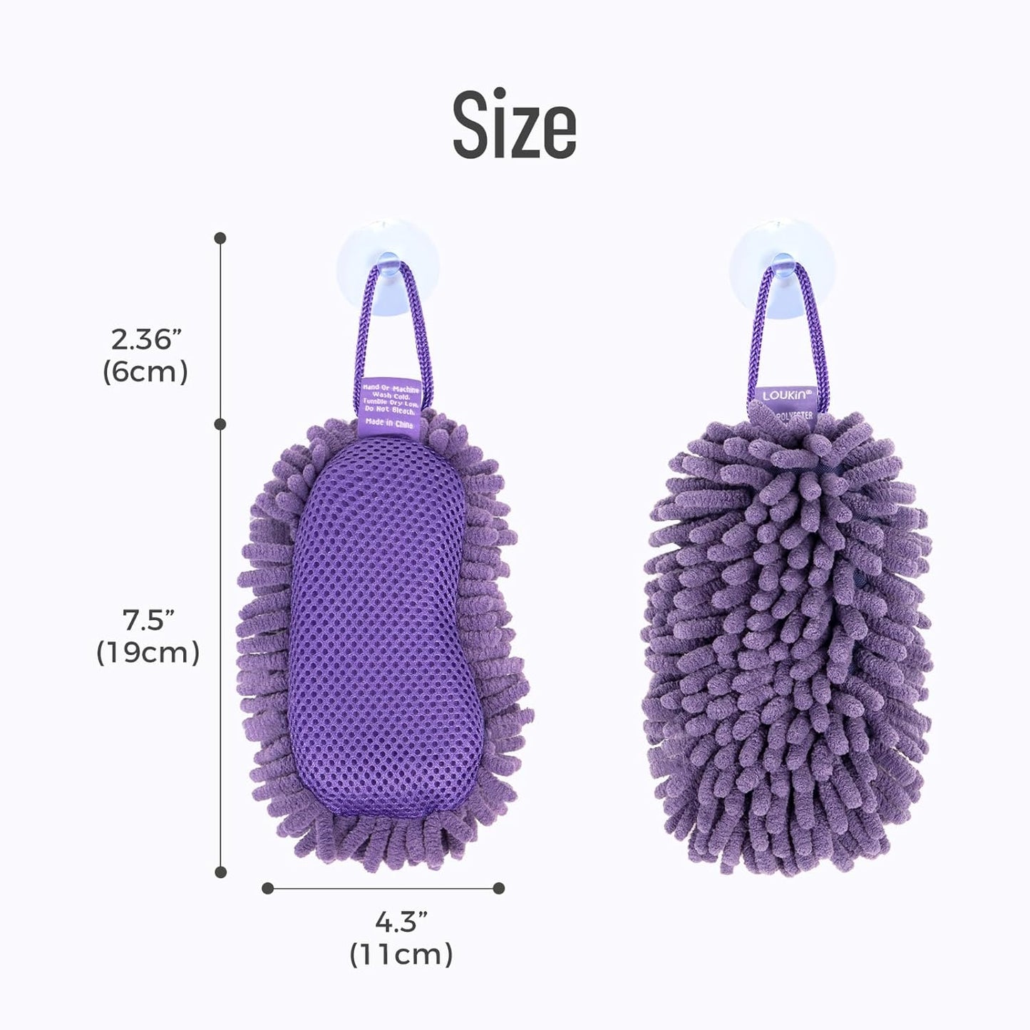 loukin Shag Dry Erase Eraser (3.4 Fl Oz Whiteboard Cleaner Included), Whiteboard Eraser with Suction Cup, Microfiber, Washable, for Classroom, Home and Office Use, Purple