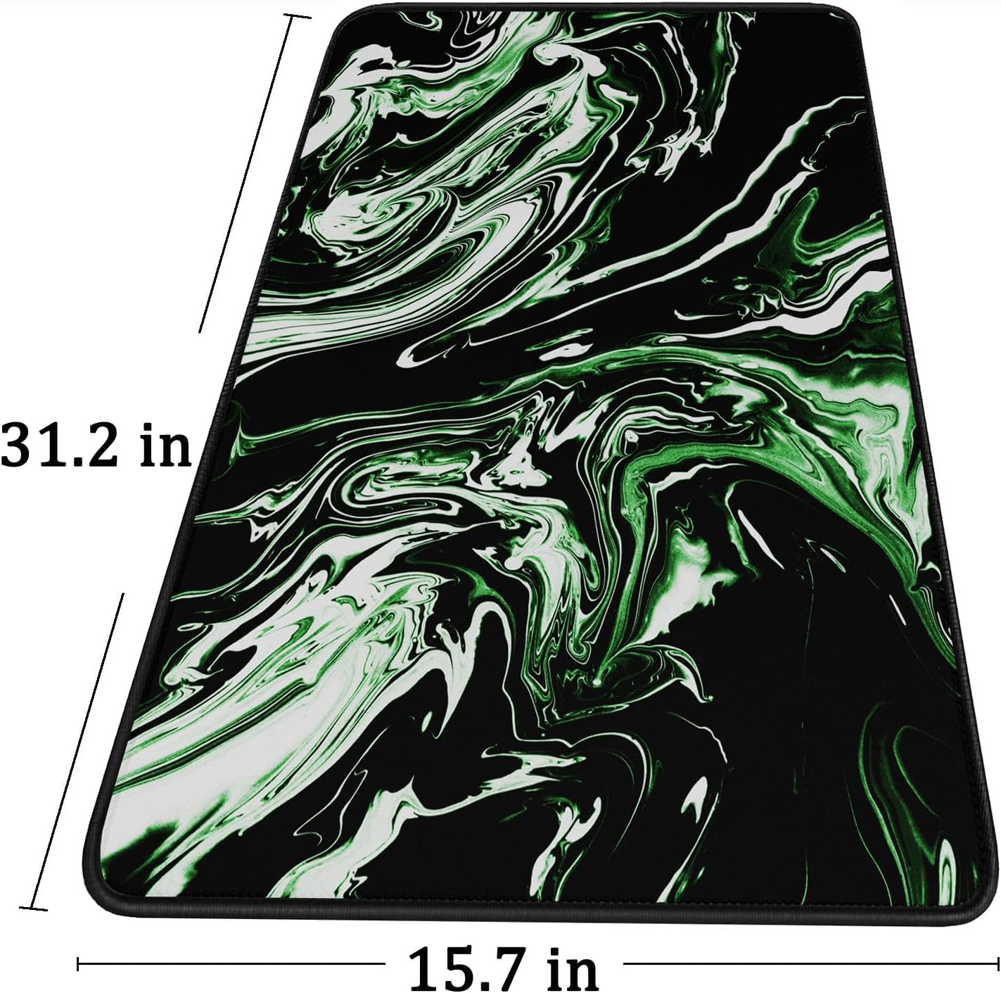 Large Extended Mouse Pad with Stitched Edges, Durable Non-Slip Natural Rubber Base, Waterproof Computer Keyboard Pad Mat for Esports Pros/Gamer/Desktop/Office/Home - Marble Green