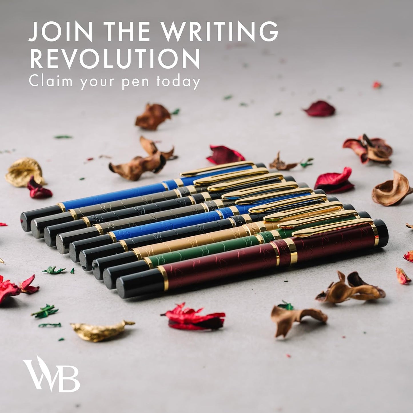 Wordsworth & Black Primori Fountain Pen Set [Gunmetal Gold]; Fine Nib, Gift Case, 24 Ink Cartridges, Refill Converter, Manual; Journaling, Calligraphy, Smooth Writing Pens; Left and Right Handed