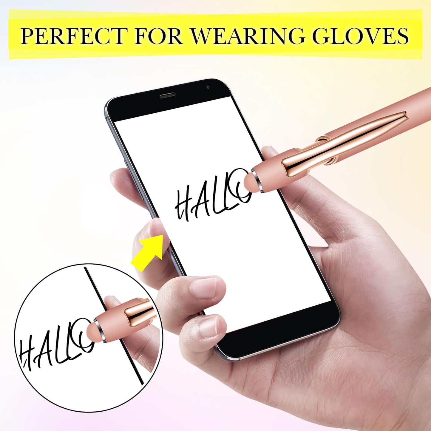 Zonon 38 Pieces Rubberized Ballpoint Pen with Stylus Tip Stylish Metal Pen Capacitive Styli with Soft Rubberized Grip, Black Ink for Most Devices(Rose Gold)