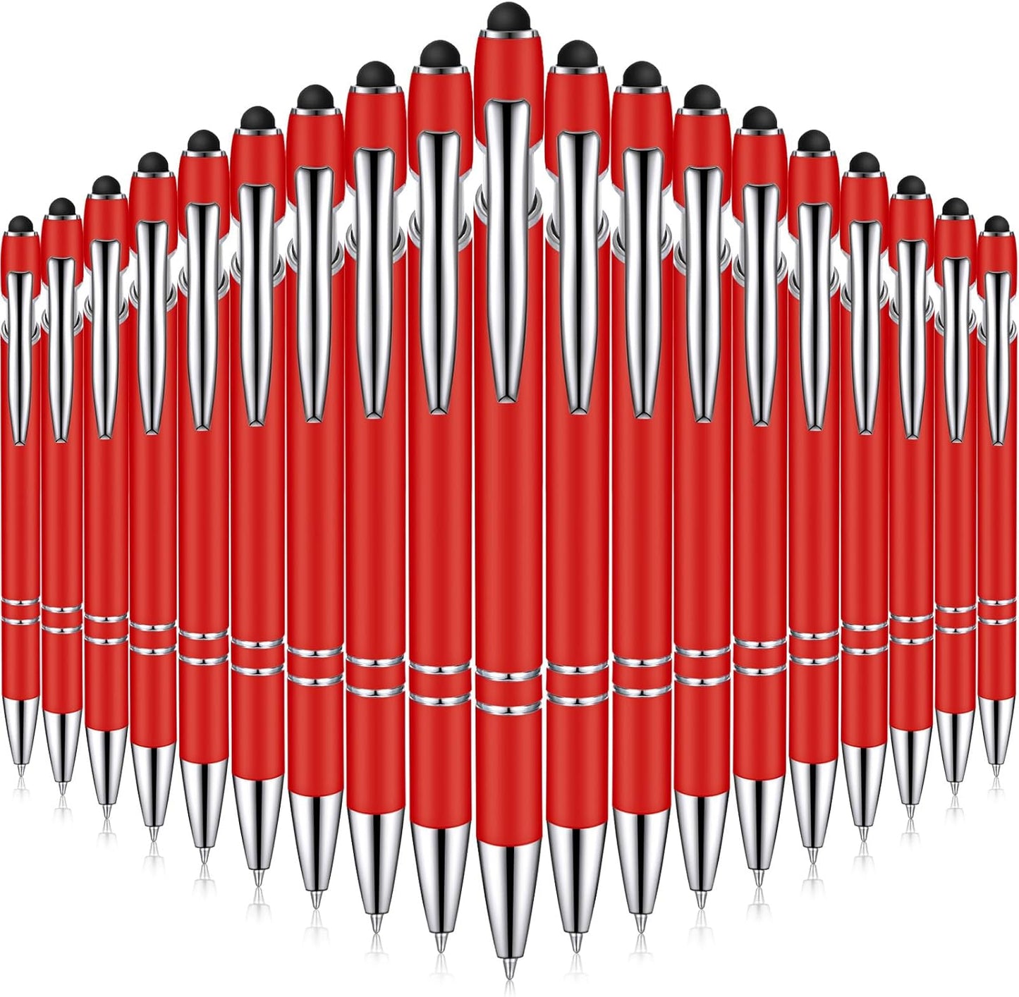 Zonon 38 Pieces Rubberized Ballpoint Pen with Stylus Tip Stylish Metal Pen Capacitive Styli with Soft Rubberized Grip, Black Ink for Most Devices(Red)