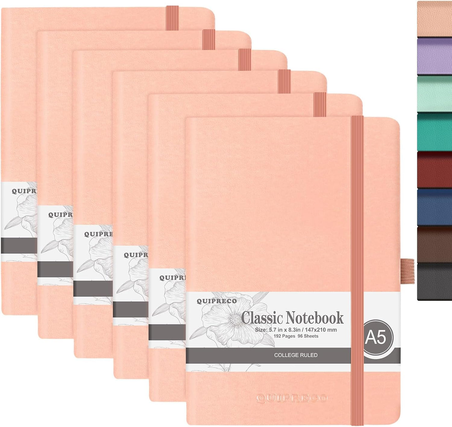 Hardcover Lined Bullet Dotted Journal Notebook, A5 140 192 Pages 100 120Gsm Paper College ruled for School,Work,Travel,and Daily Planning，5.7''*8.3'' (6, Blush, A5 Lined)