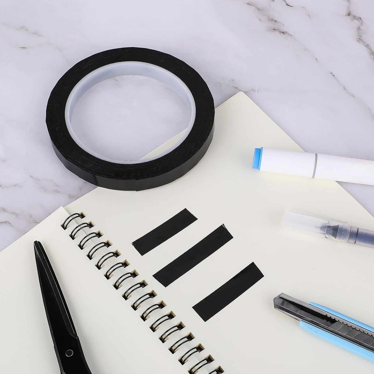 2 PCS Whiteboard Tape, 217 Feet X 1/2 Inch White Board Tape Line Black Graphic Tapes Self Adhesive Chart Line Grid Marking Dry Erase Artist Thin Black Tapes for Dry Erase Board DIY Art