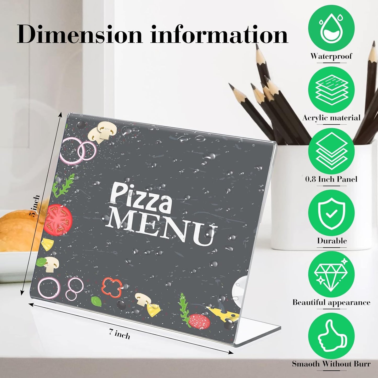 12 Pieces Acrylic Sign Display Holder 7x5 Clear Document Display Holder Horizontal Acrylic Paper Holder Clear Plastic Display Frames Paper Display Table Stand for Office Store Restaurant Photo Display