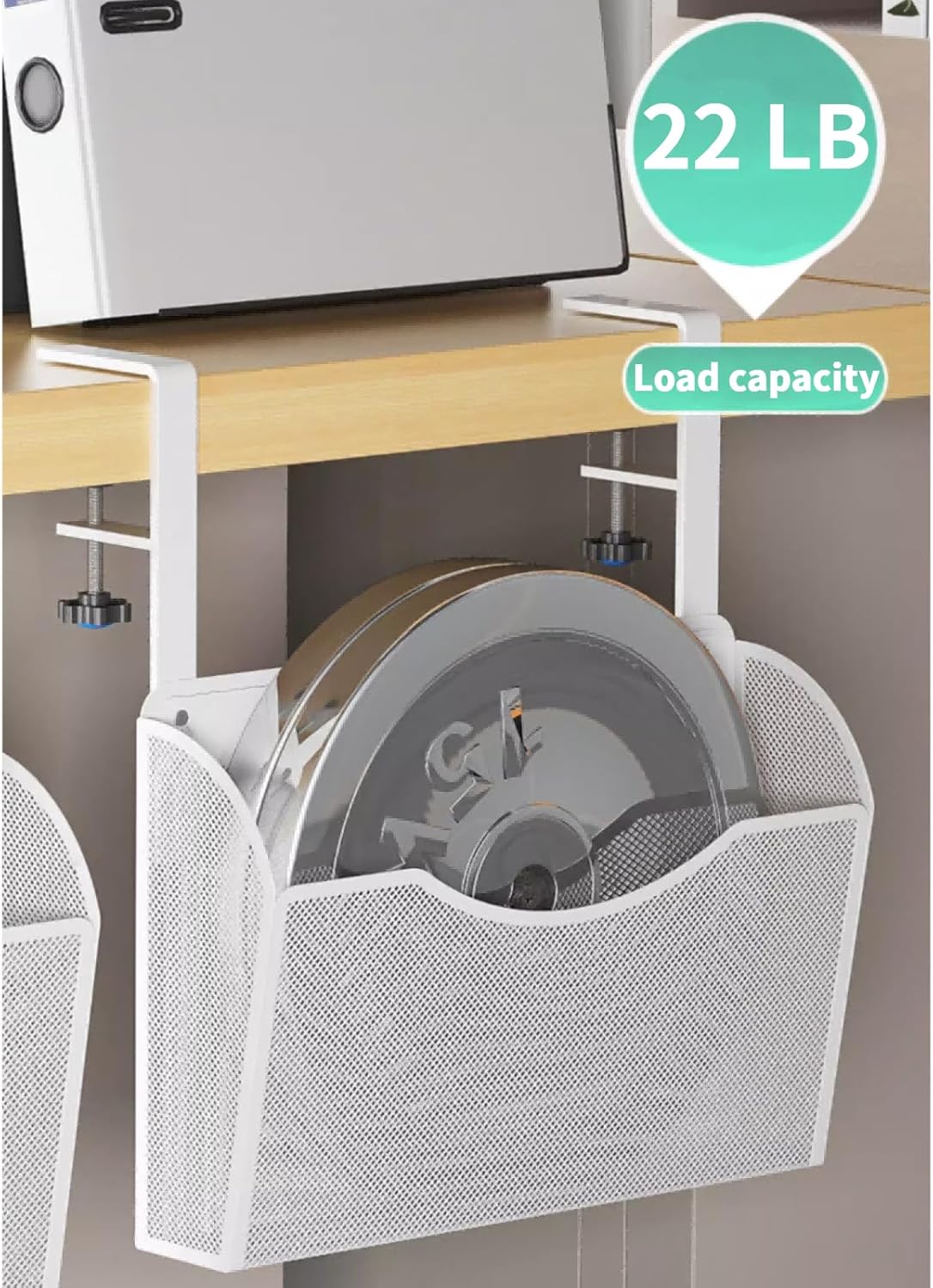 Under Desk Drawer, Desk Side Storage, Hanging Desks Organizer, Clamp On Mesh Metal Desks Organizer for Office and Home (Black)