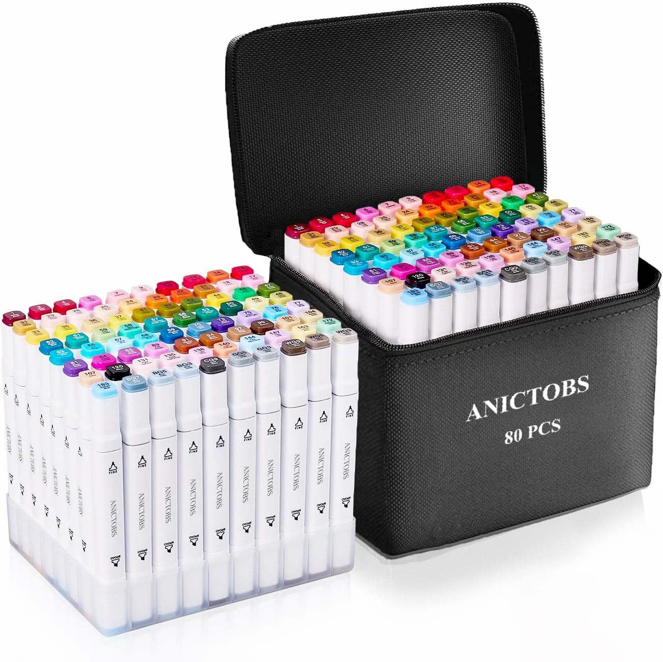 Alcohol Markers 120 Colors with Base Support, Drawing Art Markers Perfect for Students Kids and Adults Comics Sketching Illustration Artistic Creation Gift