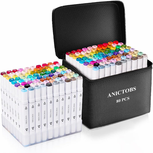 Alcohol Markers 168 Colors with Base Support, Drawing Art Markers Perfect for Students Kids and Adults Comics Sketching Illustration Artistic Creation Gift