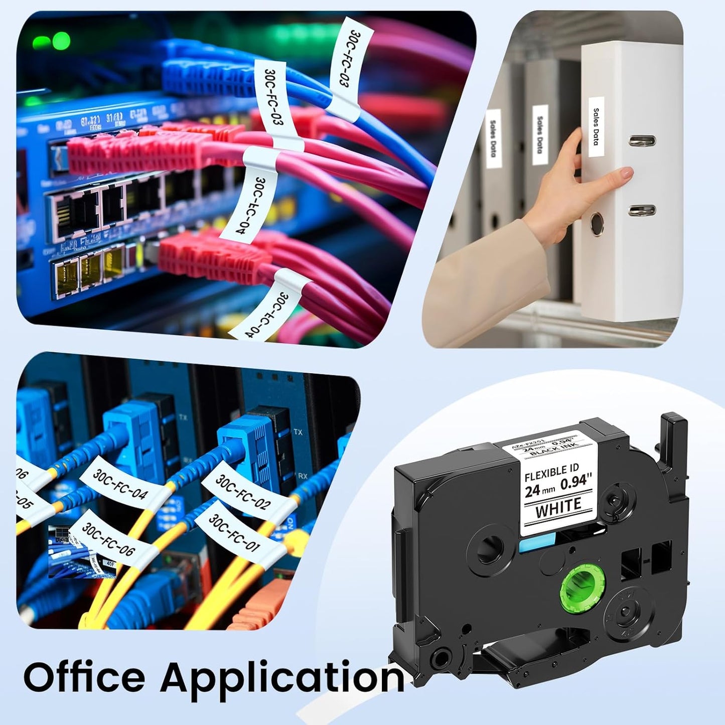 Flexible-ID TZe-FX251 Label Tape 24mm Compatible with Brother P-touch Flexible Label TZeFX251 FX251 1 inch, Suited for Wire Wrapping and Frlagging for PTE560TVP PTD600 PTP710BT Label Maker, 4pk