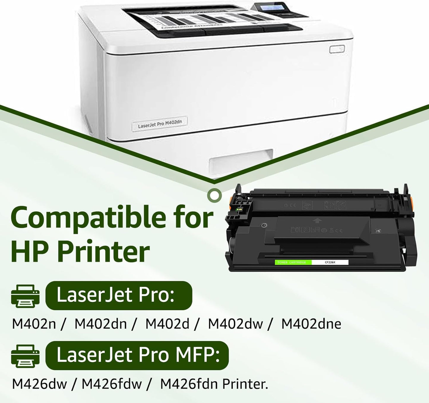 greencycle Compatible Toner Cartridge Replacement for HP 26X CF226X 26A CF226A for Laserjet Pro M402n M402dn M402dw M402dne MFP M426fdw MFP M426fdn Printer (Black, 1-Pack)