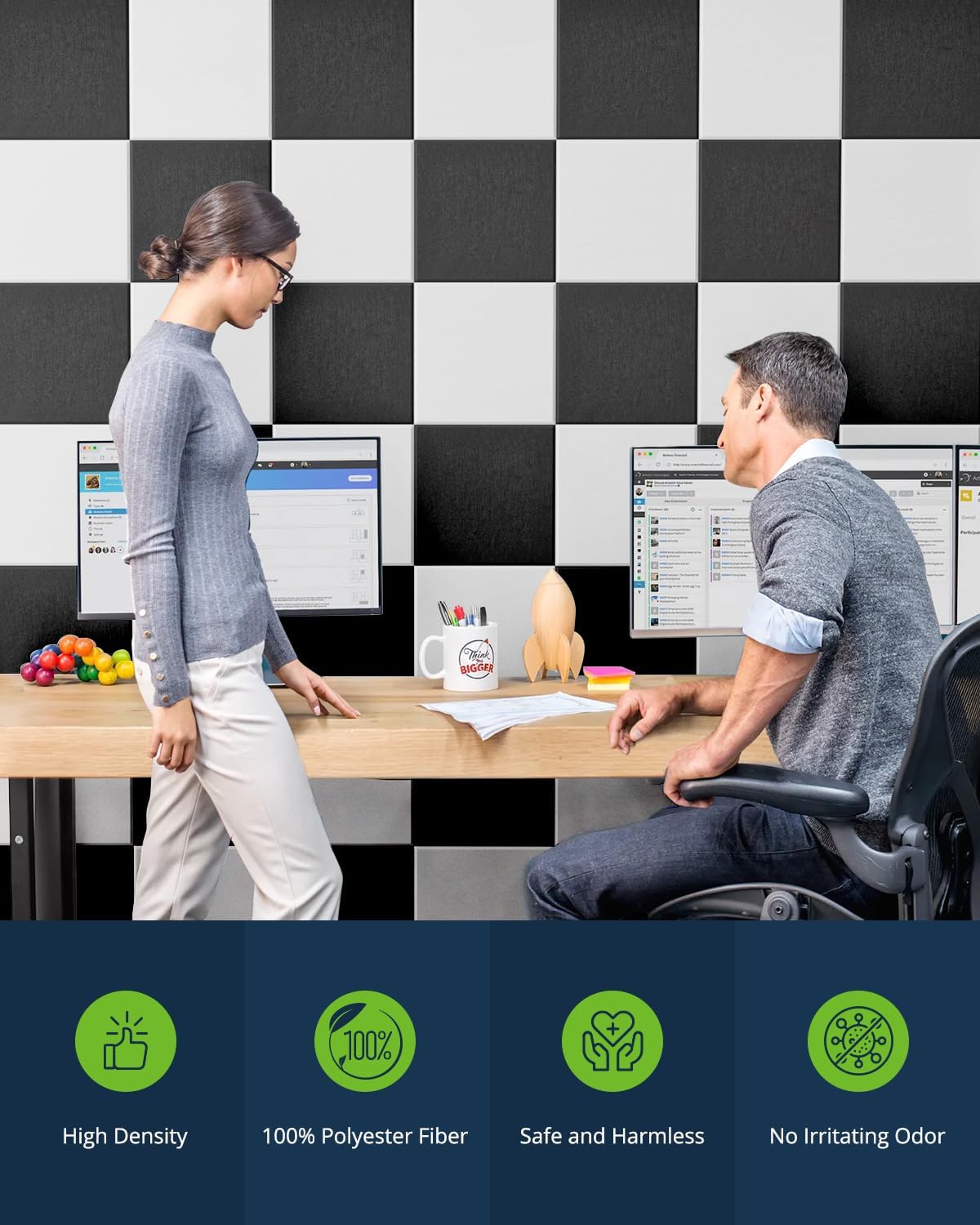 12 Pack Acoustic Panels Square Soundproof Wall Panels 12"X12"X0.4" Self-adhesive Sound Proof Panels for Walls High Density Acoustic Foam Panels for Home, Door, Office, Reccording Studio Black