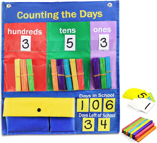 Godery Place Value Charts & Counting Caddie Pocket Chart for Classroom (Hundreds, Tens, Ones)