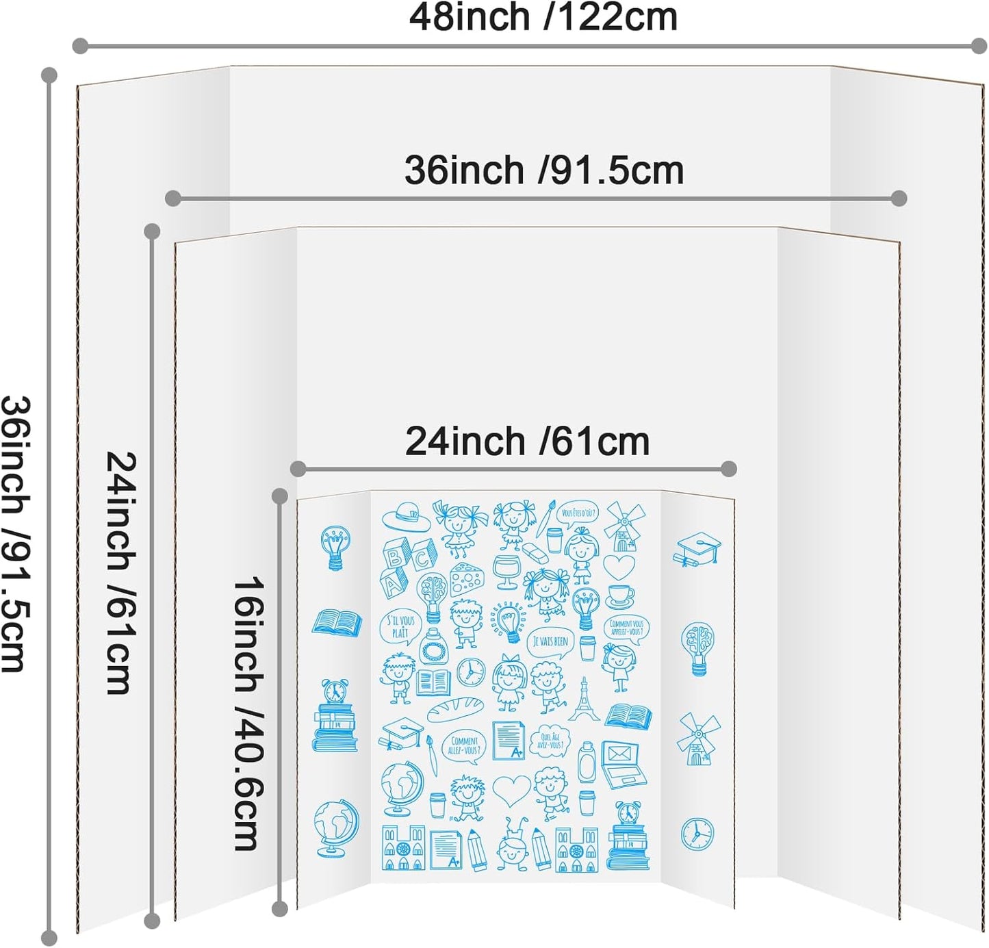 10 Pack Trifold Poster Board, IKAYAS 24" X 36" Single sided White Tri-fold Poster Boards, Science Fair Display Boards Posterboard Foamboard for Mounting, Art, Display, Projects Classroom Supplies