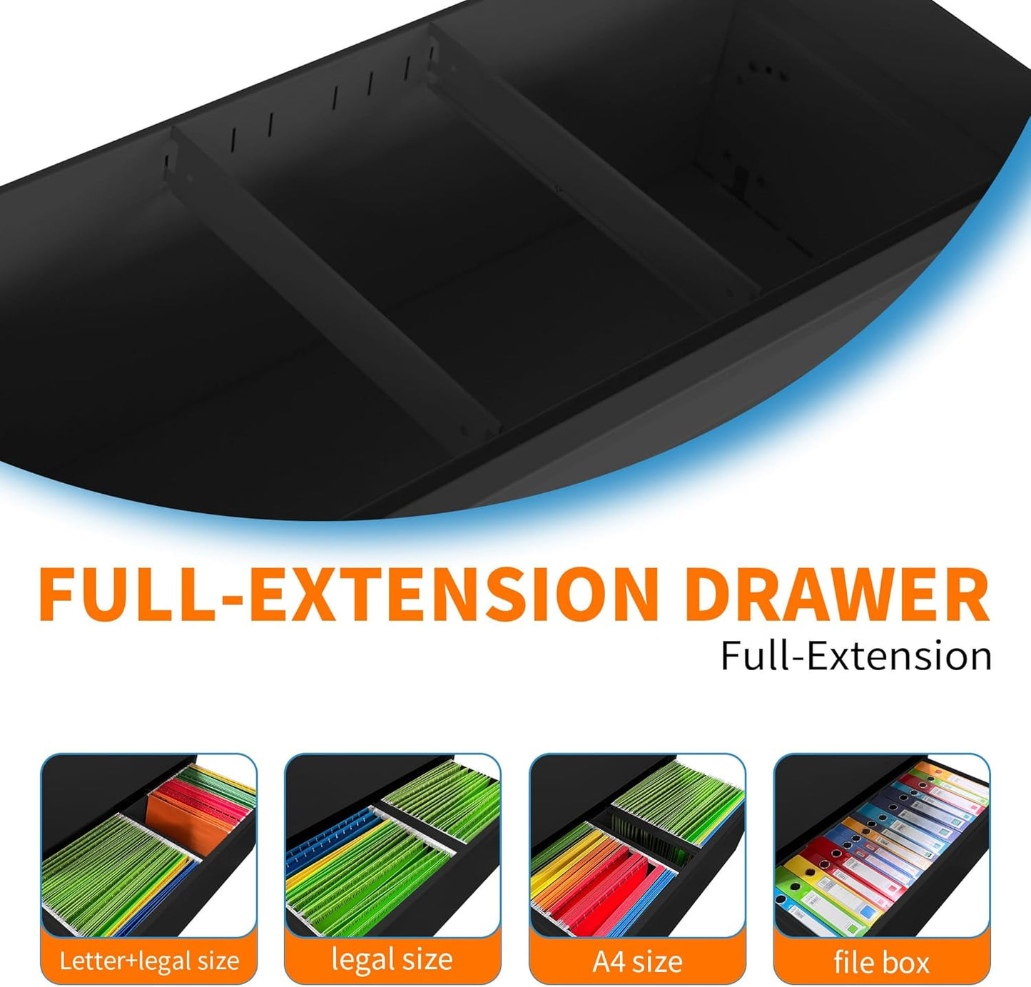 2 Drawer Locking Filing Cabinet Heavy Duty Large Metal Cabinets Black Home Office Lateral File Cabinets Wide Steel Cabinet for Legal/Letter Size File,Assembly Required