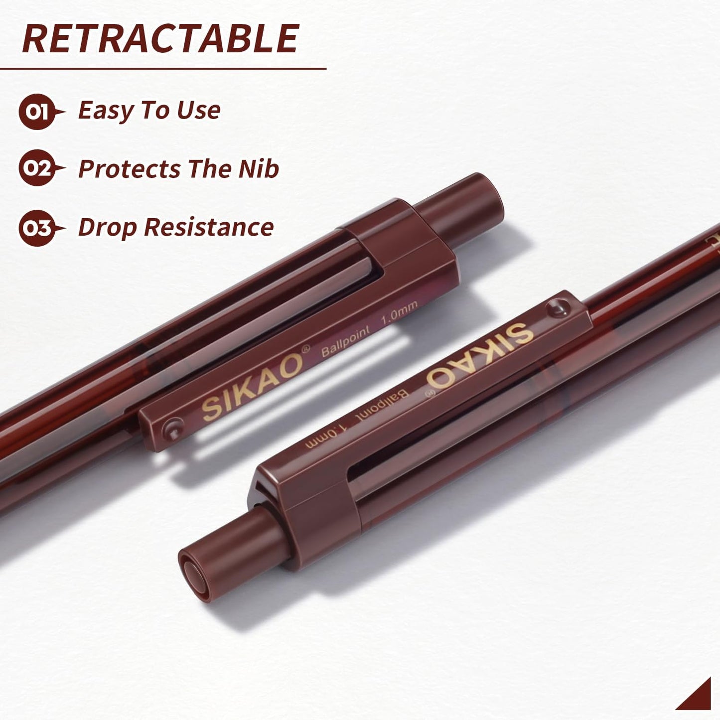 Pens Bulk, Coffee 60Pack Ballpoint Pens for Smooth Writing No Smear, Black Ink Medium Point 1.0mm, Retractable Click Ball Point Pens, School Office Supplies (Black ink)