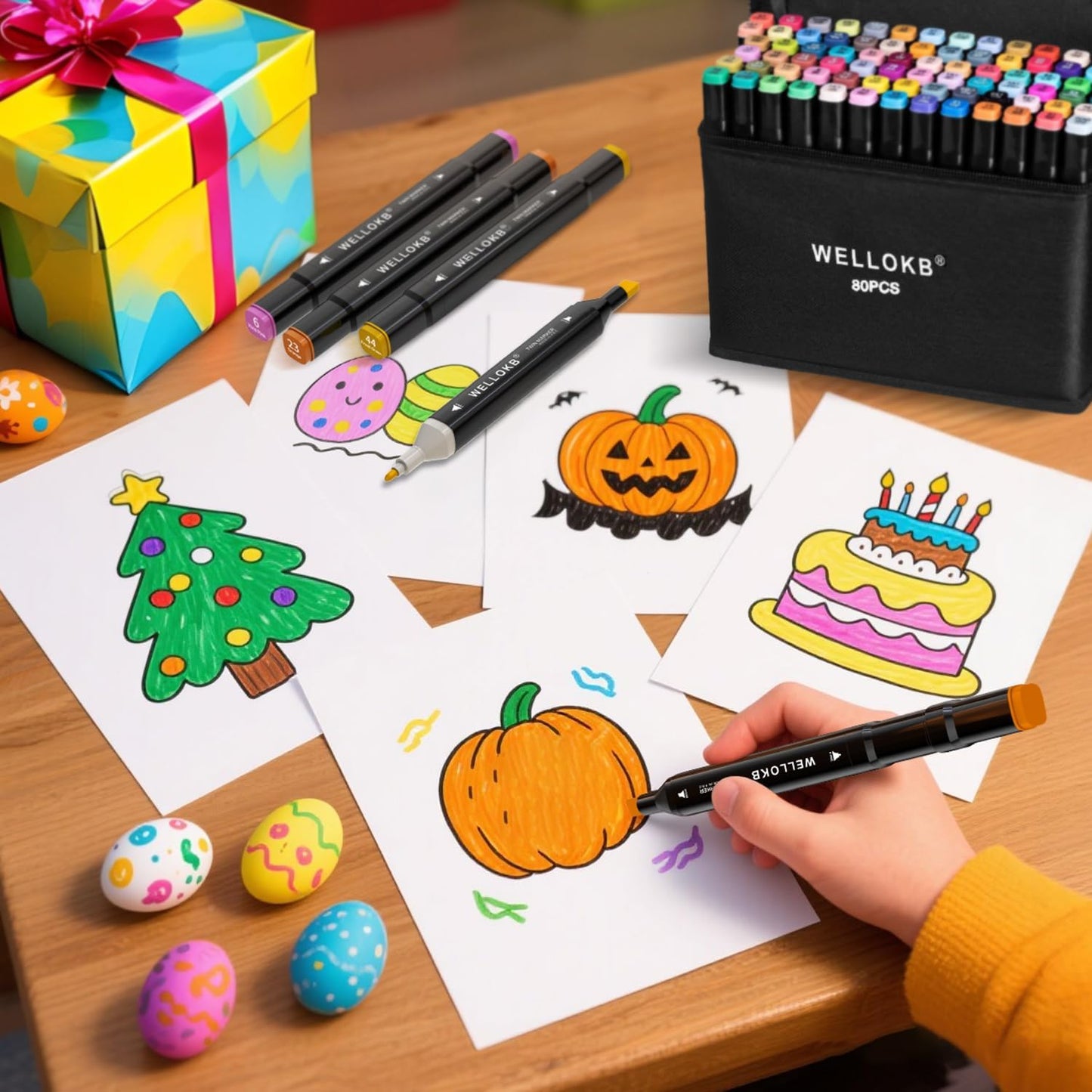 Alcohol Markers, 80 Colors Dual Brush Tip Permanent Art Markers, Coloring Marker, for Book Painting Card Making, Christmas gift for Adults Kids 8-12