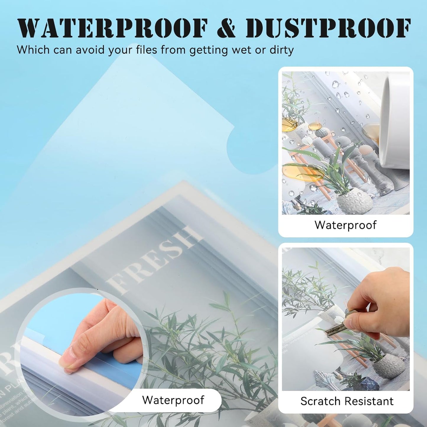 100 Pcs Clear Report Cover with Sliding Bar 50 Sheet Capacity Presentation Binder Transparent Resume Folder Plastic Folder for File Report School Office(Elegant Color,Water Drop)