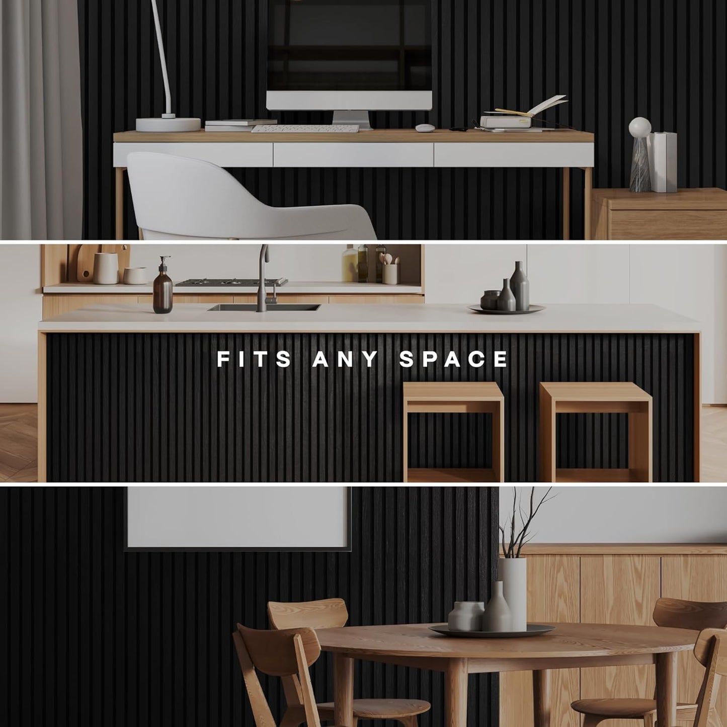 2-Pack Wood Panels for Wall - Acoustic Wood Slat Wall Panels, Soundproof Wooden Paneling for Interior Decor