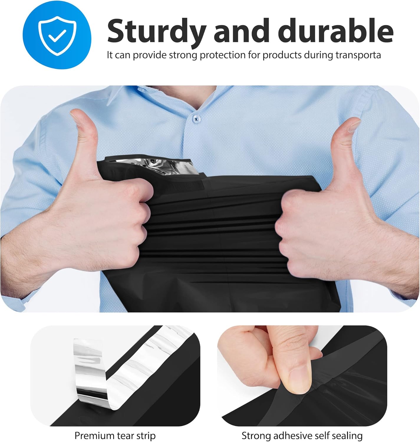 Fuxury 12x15.5 200pc Black Poly Mailers Shipping Envelops Self Sealing Envelopes Boutique Custom Bags Enhanced Durability Multipurpose Envelopes Keep Items Safe Protected