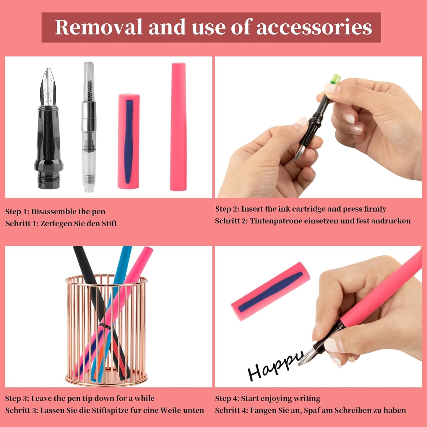 Calligraphy Pen Set,Fountain Pens with 7 Different Replaceable Nibs with 60 Ink Cartridges(12 Colors),Calligraphy Set for Beginner Writing Drawing