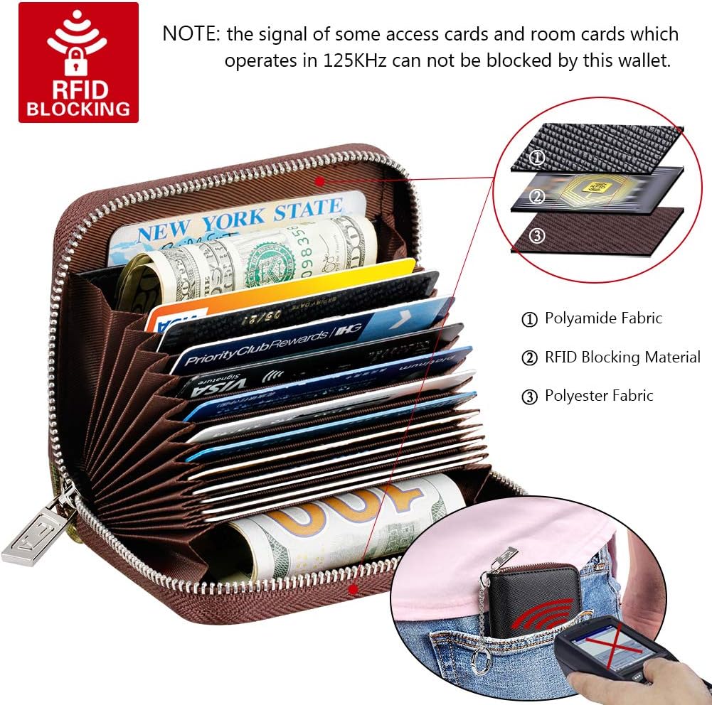 FurArt Zipper Wallet Women, RFID Blocking Credit Card Wallet, Business Card Holder, Compact Size KeyChain Wallet
