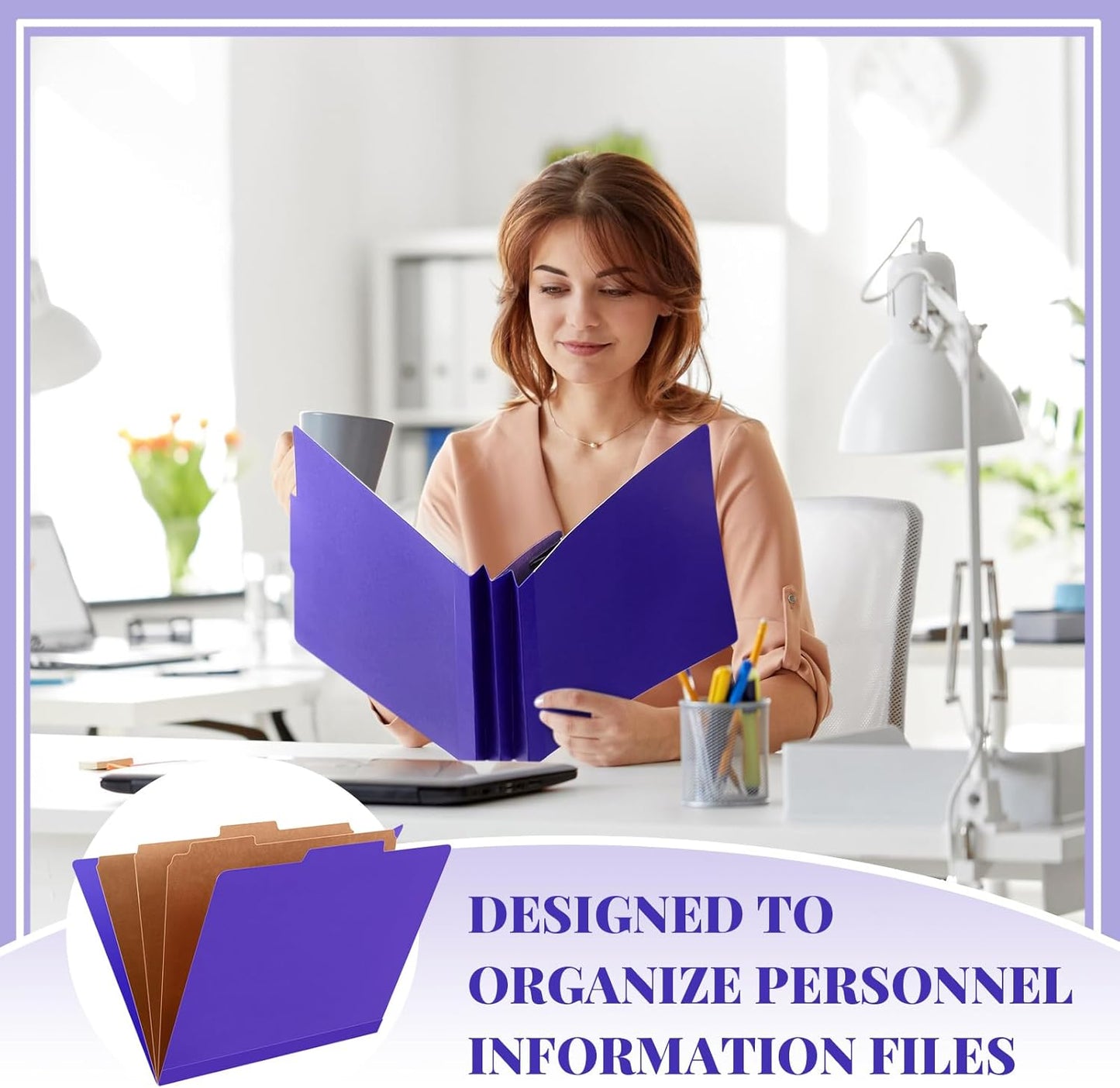 12 Pcs Classification Folders Letter Size, 3 Divider Pressboard File Folder with Fasteners, Expanding File Organizer Bulk for Teachers, Clergy, Office, Church, Christmas Donations (Purple)