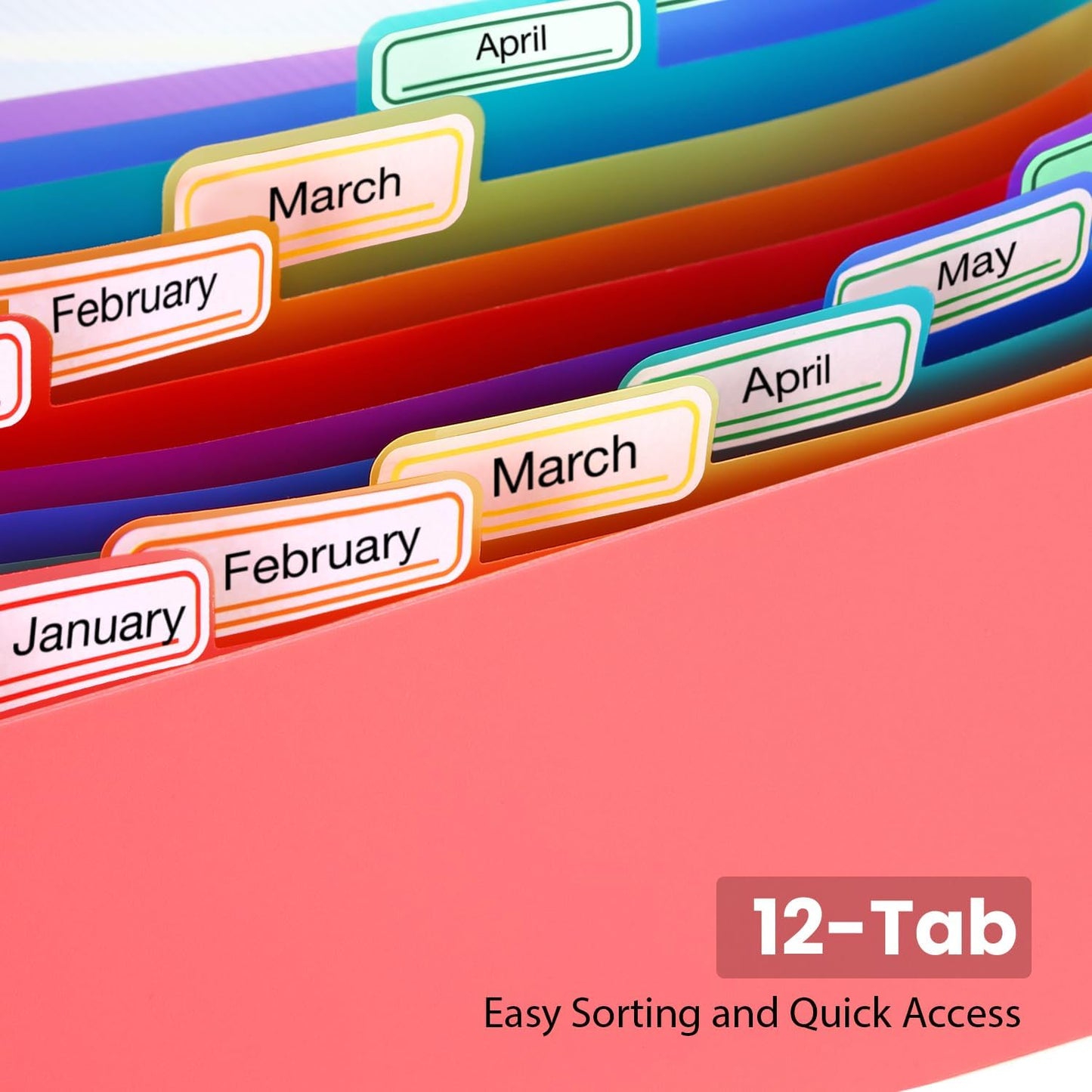 13 Pocket A6 Receipt Organizer, 2 Pack Small Accordion File Organizer, Coupon Organizer with Labels - Pink