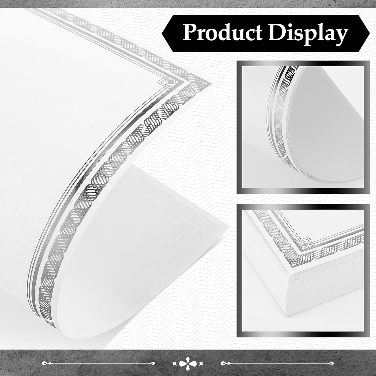 150 Sheets Certificate Paper 8.5 x 11 for Printing Blank Award Certificate for Graduation Diploma Achievement Participation Award Document(Silver)