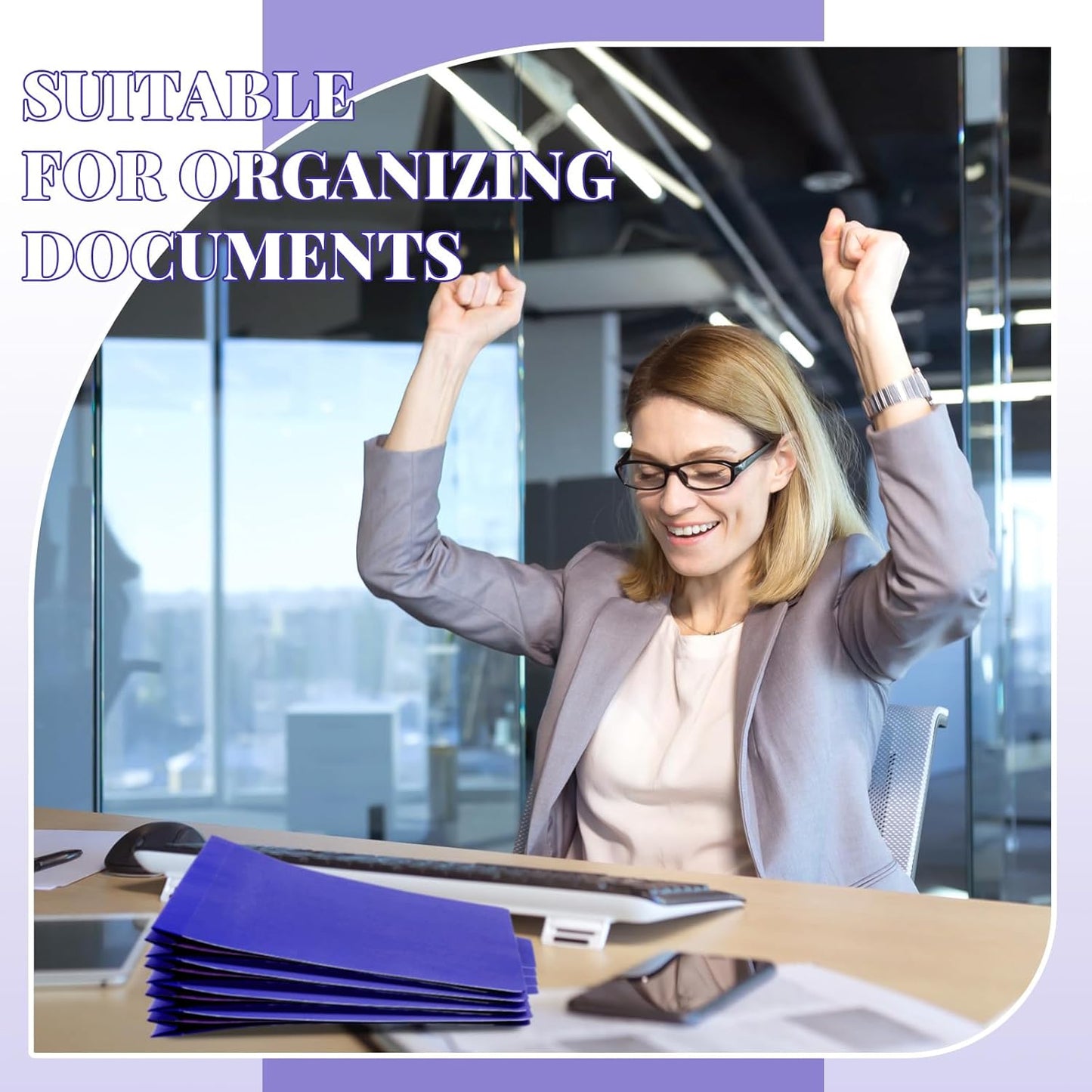 12 Pcs Classification Folders Letter Size, 3 Divider Pressboard File Folder with Fasteners, Expanding File Organizer Bulk for Teachers, Clergy, Office, Church, Christmas Donations (Purple)