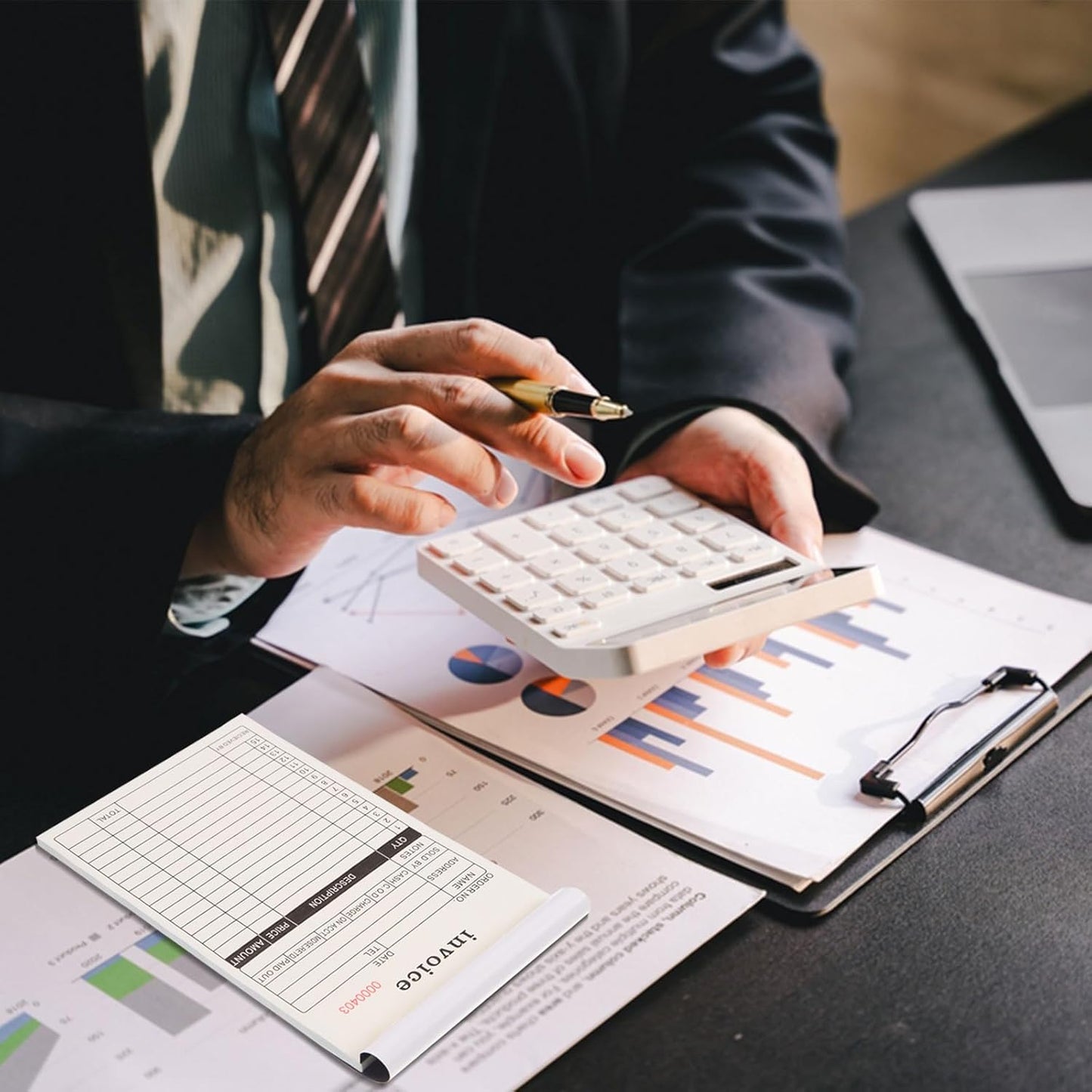 FOBSME Sales Order Books with 2-Part Carbonless Forms 8.27x5.51 Inch Invoice Books Receipt Record Book with Cardboard for Small Business Retail Stores (2 Pad,50 Sets Per Pad)