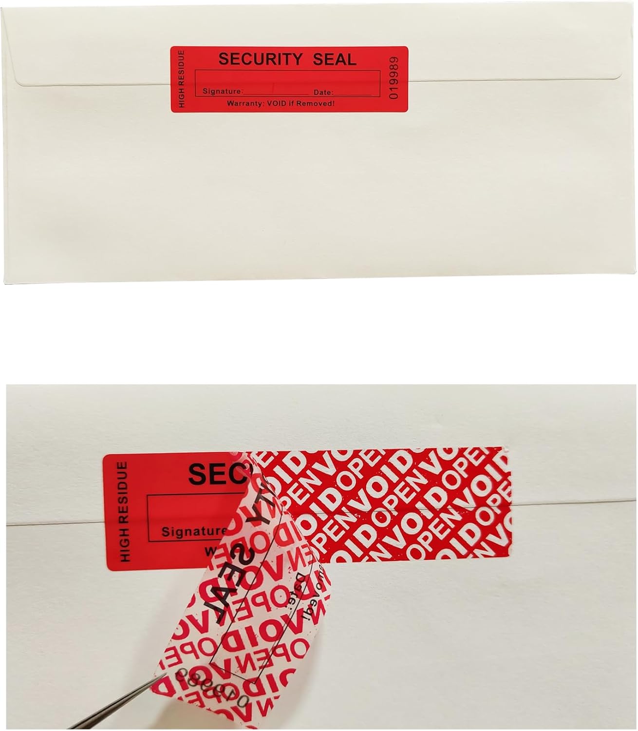 100pcs 25x90mm Total Transfer Tamper Evident Signable Security Tamper Proof Stickers Labels Seals (1x3.54 Inches,Serial Number,Matte Red)