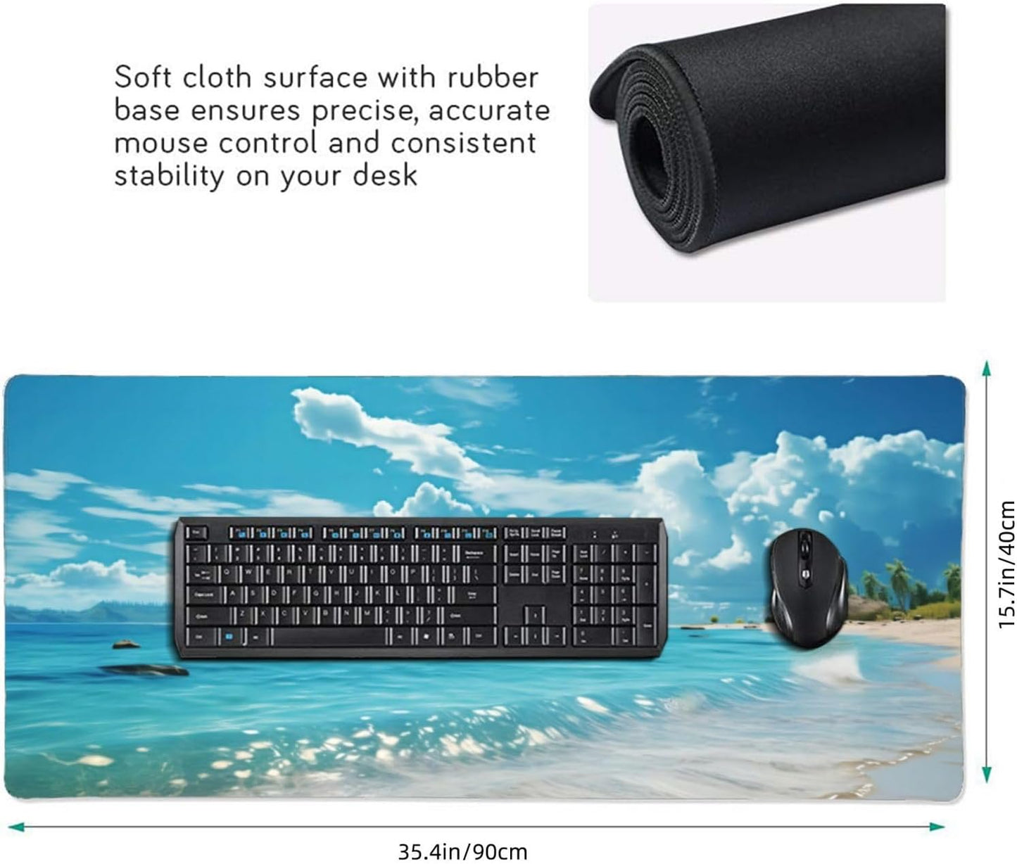 35.4 x 15.7 in, Waterproof XXL Large Mouse Pad for Desk, Extended Keyboard Mouse Mat for Computer Office, Big Laptop Mouse pad, Gaming Pc-Summer Beach