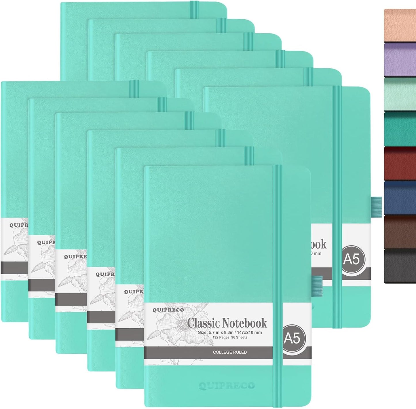 Hardcover Lined Bullet Dotted Journal Notebook, A5 140 192 Pages 100 120Gsm Paper College ruled for School,Work,Travel,and Daily Planning，5.7''*8.3'' (12, Light Green, A5 Lined)