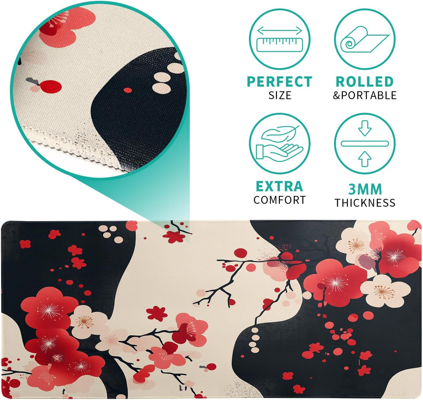 Desk Mat, Anime Desk Pad Mat, Desk Matt for Desktop, XL Large Mouse Pad for Desk, Anti-Slip Big Mousepad with Stitched Edges, Keyboard Pad Mouse Mat for Gaming and Office (Cherry Blossom 5)