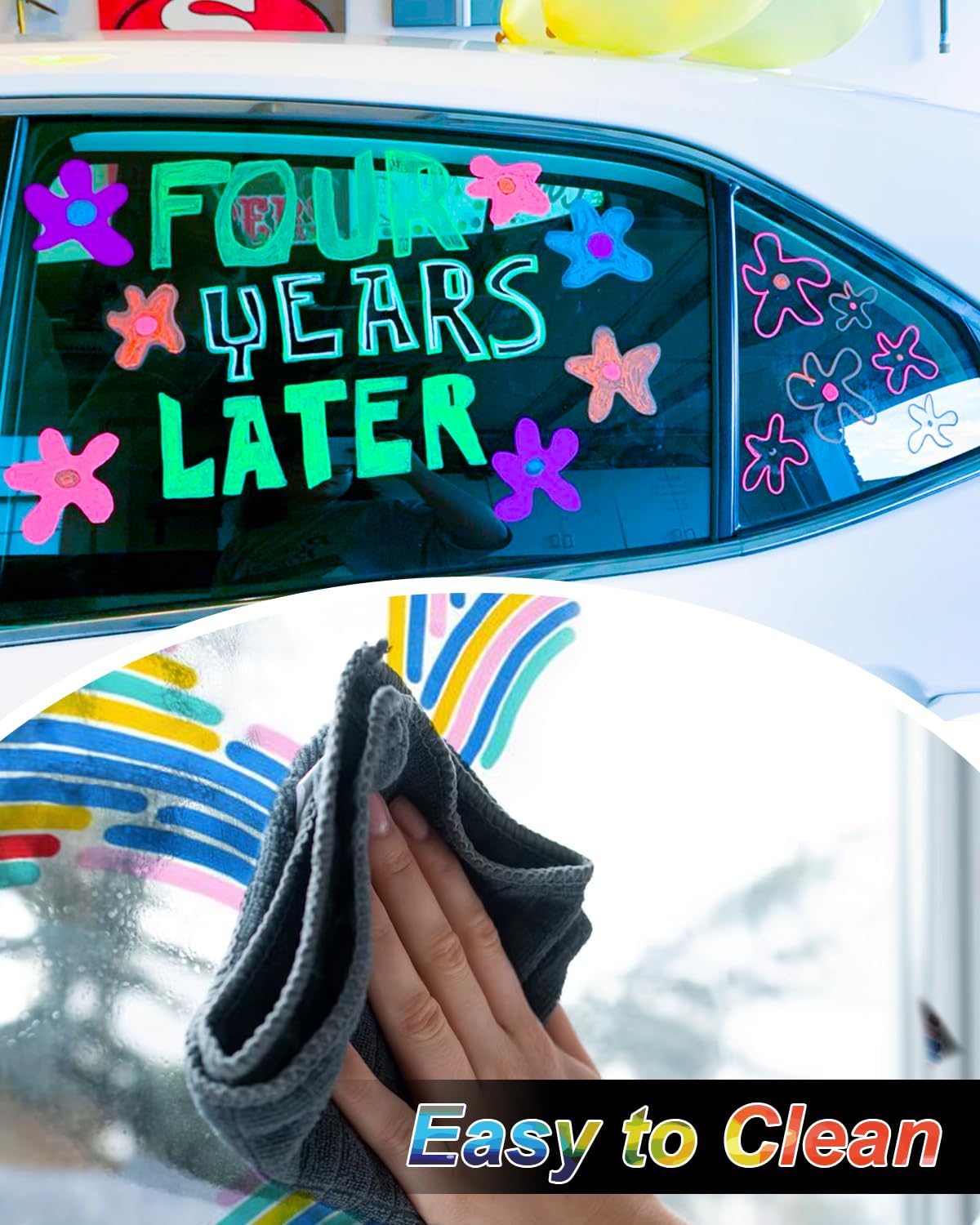 FansArriche Liquid Chalk Markers, 12 colors 10mm Erasable Marker Pens, Washable Window Markers For Glass, Blackboard, Bistro Menu, Car Windows, Mirrors, Labels, 3 In 1 large nib