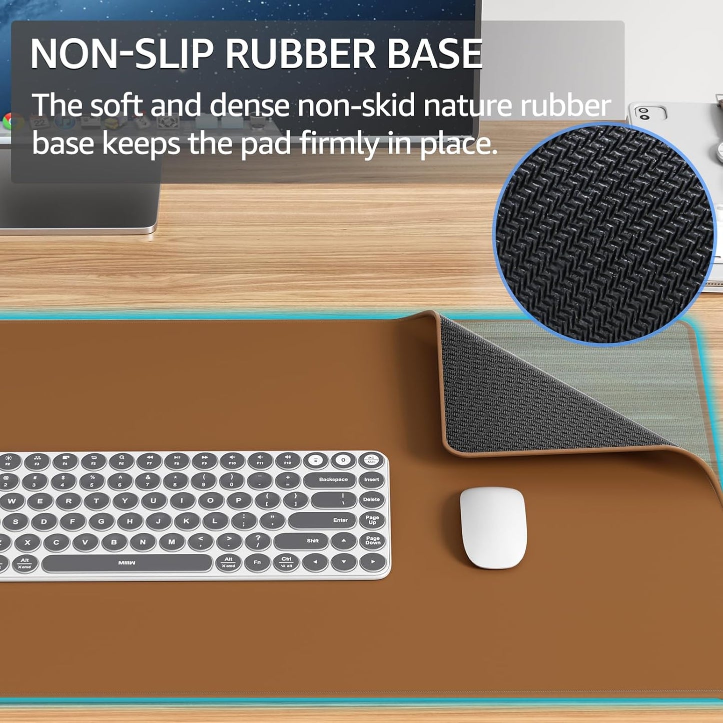 KTRIO Large Gaming Mouse Pad with Stitched Edges, Extended Mousepad with Superior Micro-Weave Cloth, Non-Slip Base, Water Resist Keyboard Pad for Gamer, Office & Home, 31.5x15.7in, Coffee Brown