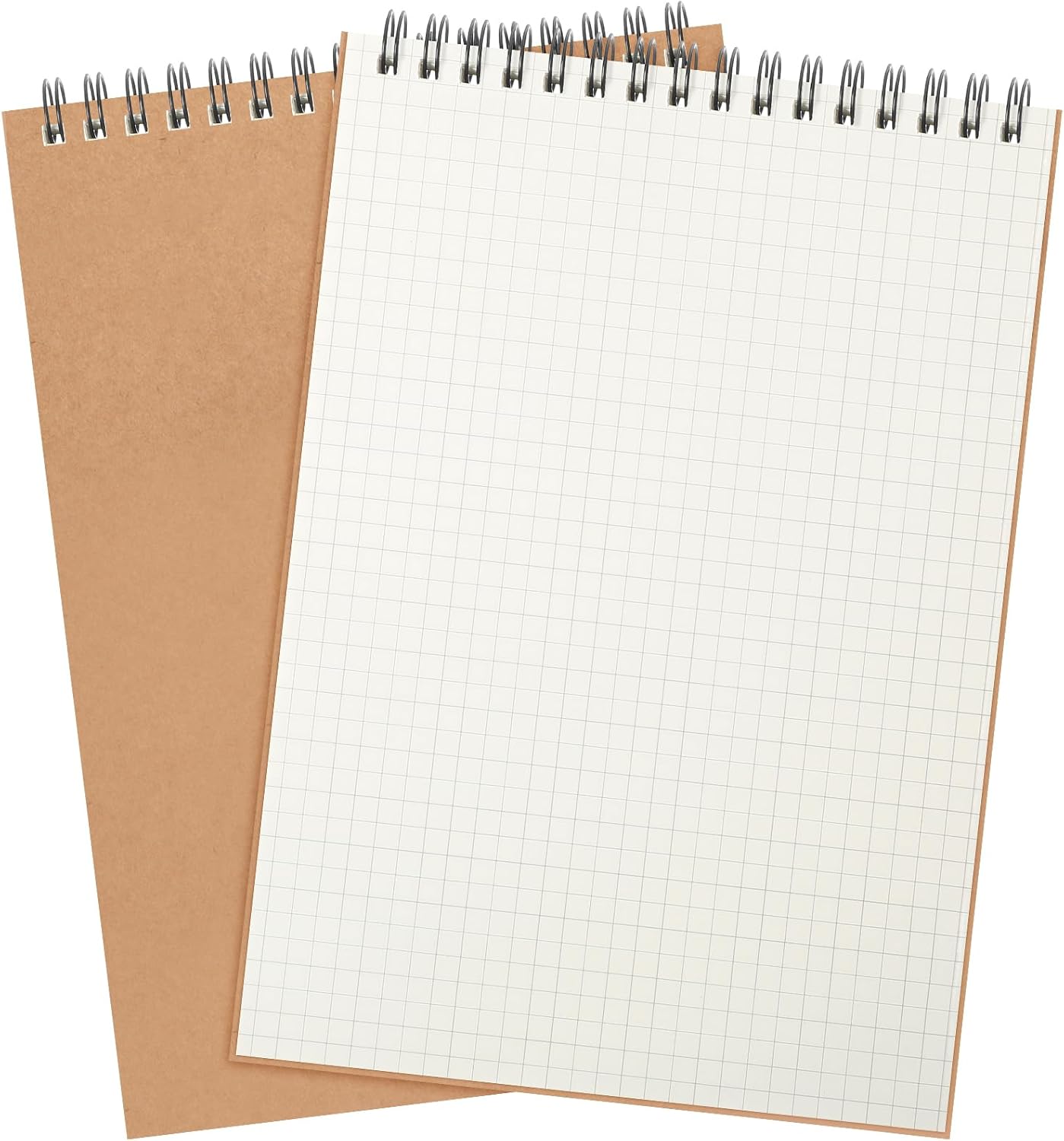 1 Pack Graph Paper Spiral Notepad A5 Top Wirebound Notepad Grid Notebook Steno Pads Memo Notebook Grid Paper 140 Pages for Writing Sketching Drawing Office Supplies (Kraft)