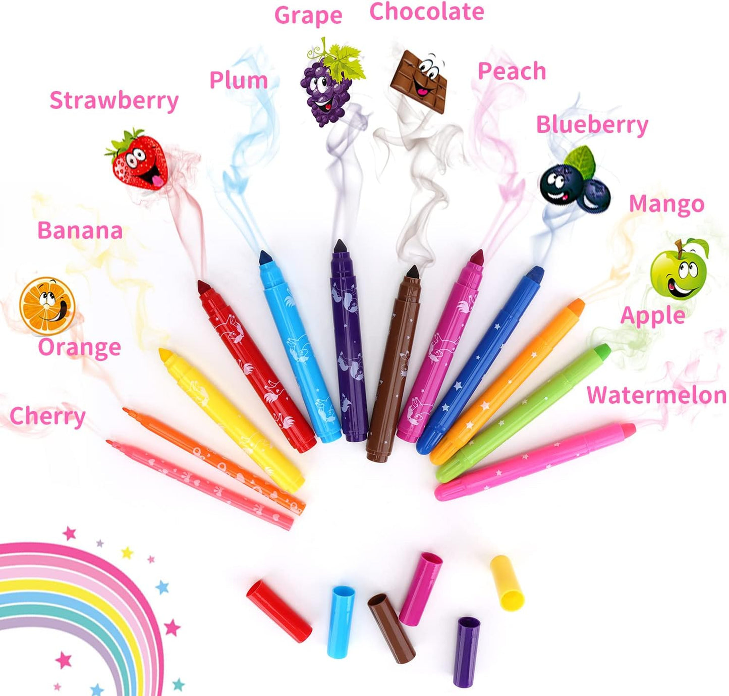 Fruit Scented Washable Markers Set for Kids with Unicorn Pencil Case, 48PCS Art Supplies for Kids Age 4-6-8, Perfect Birthday Unicorns Gifts For Girls Age 4 5 6 7 8, Marker Crayon Coloring Sets
