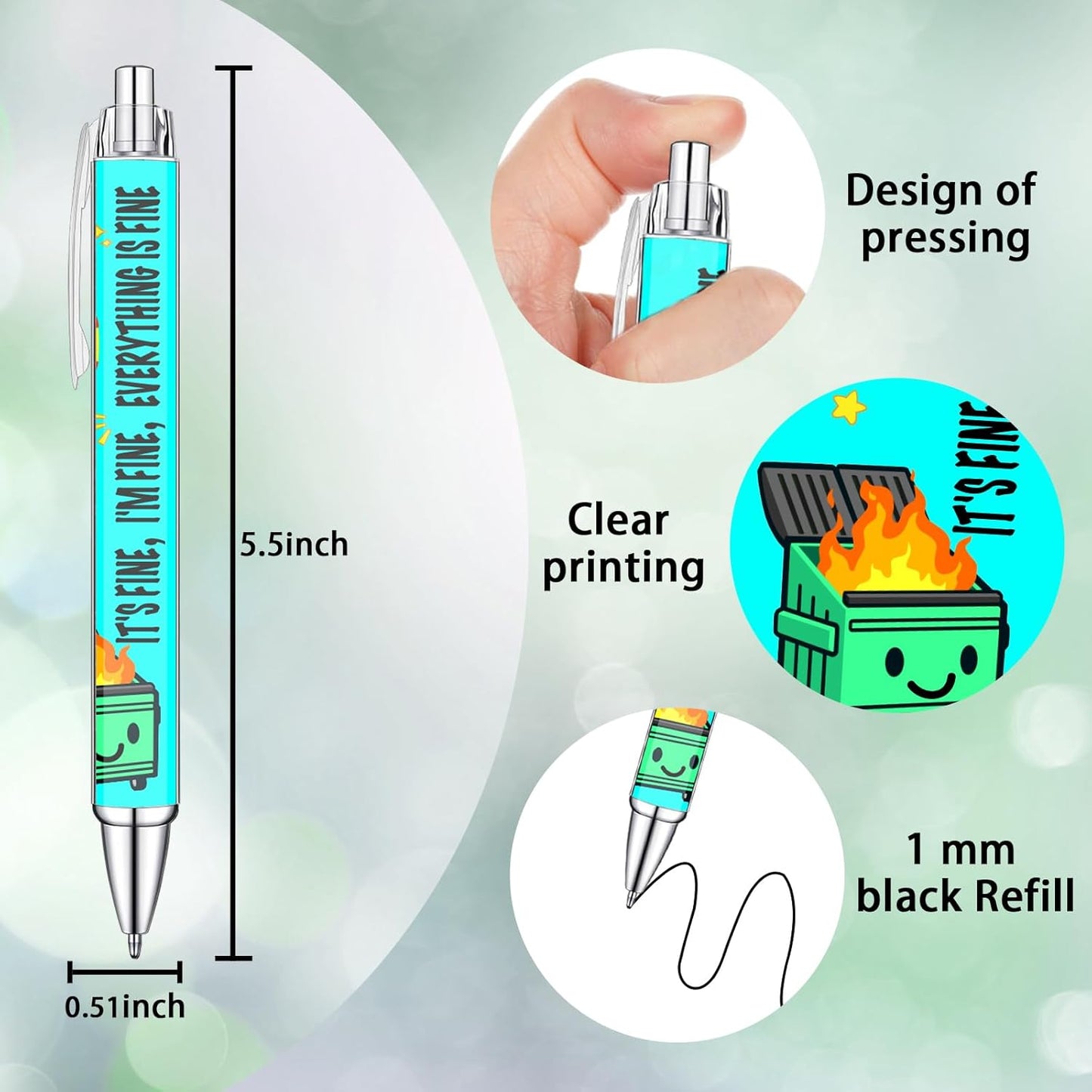 Idealmuzik 6pcs Funny Writing Pens with Sayings,Whimsical and Hilarious Designs,Unique Gift Idea for Nurses,Coworkers,Team,Teachers,Doctors,Party Favors