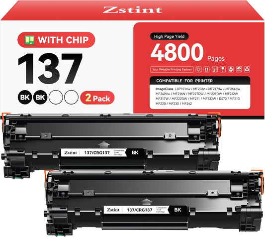 137 Toner Cartridge 2-Pack Replacement for Canon 137 CRG137 Toner Compatible with Canon ImageCLASS MF212w MF216n MF217w MF244dw MF247dw MF249dw MF227dw MF229dw MF232w MF236n LBP151dw D570 Printer