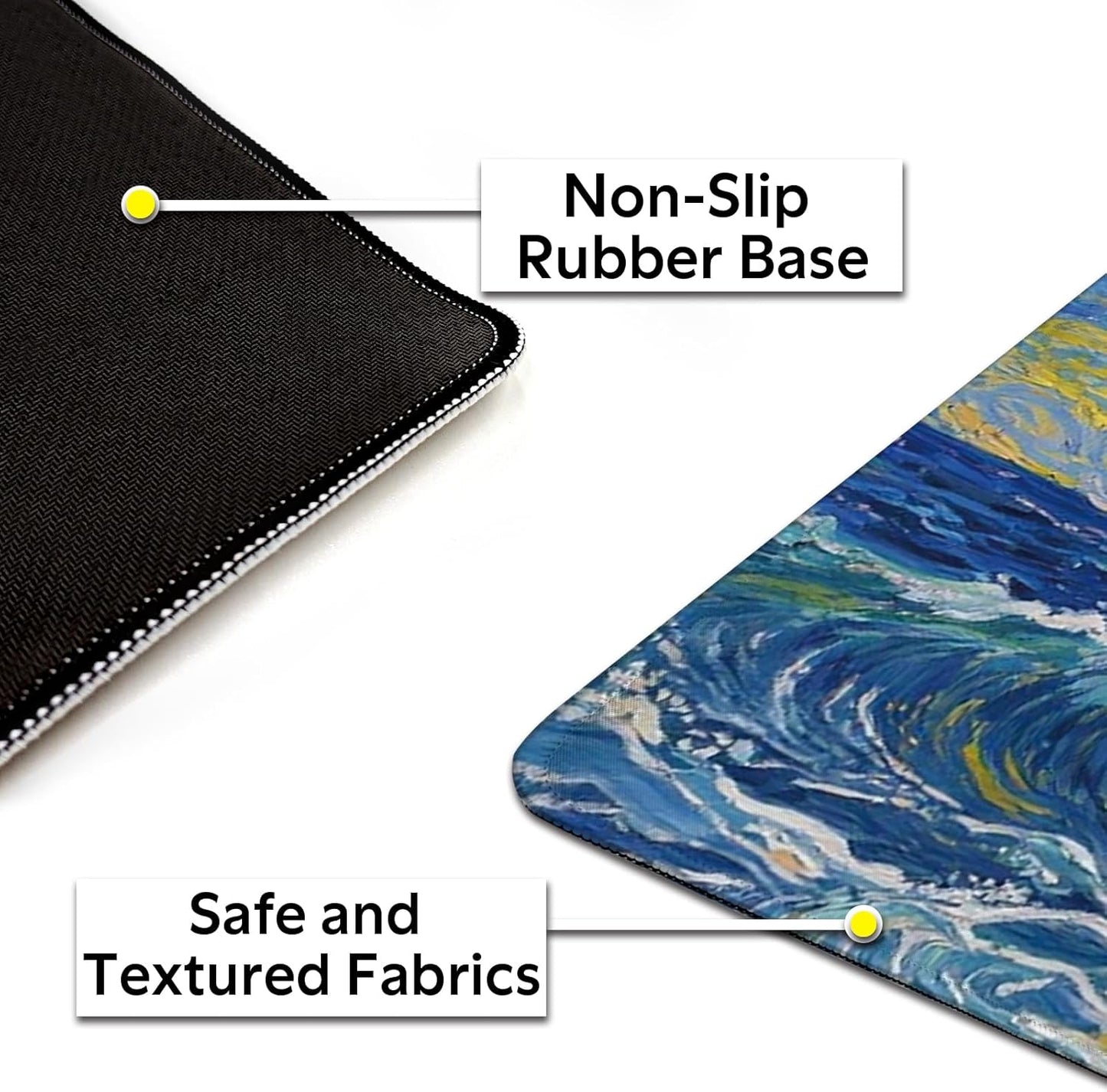 Cute Calico Cat Surfing Mouse Pad, Starry Night Style Mousepad - Large Non-Slip Desk Mat for Office, PC, Laptop - 35.5"x15.7" x 3mm