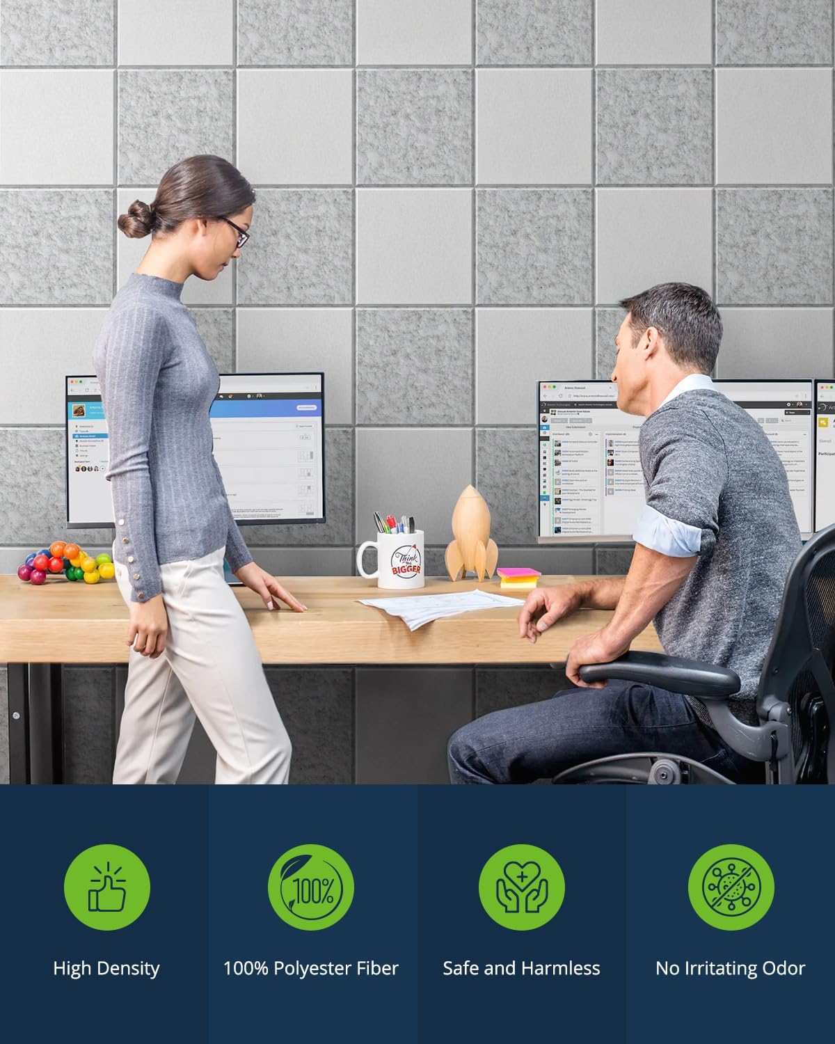 12 Pack Acoustic Panels Sound Absorbing 12"X12"X0.4" Self-adhesive Acoustic Panels High Density Sound Proof Panels for Walls, Door And Ceiling Gray