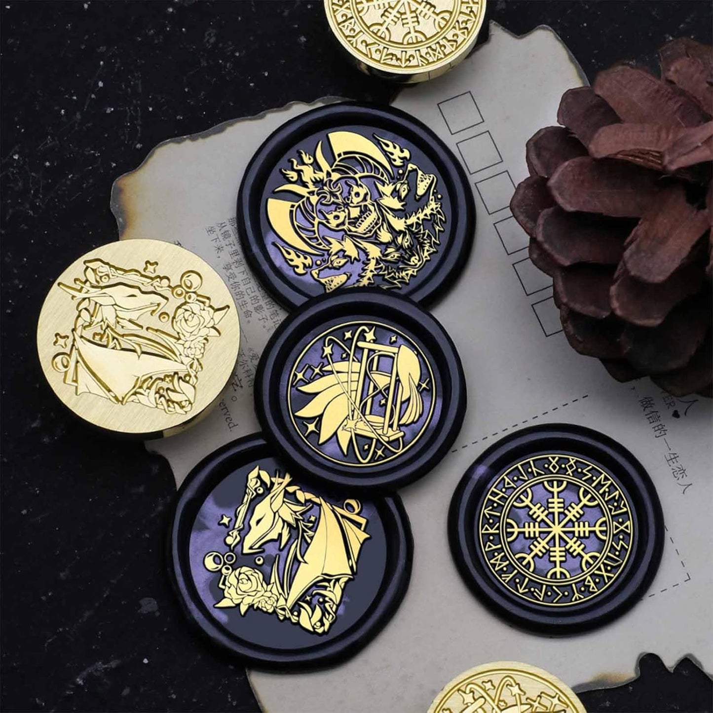 Hades Wax Seal Stamp - 1.18 inch/30mm Removable Brass Stamp Head, Vintage Mythological Sealed Stamp with Handle for Envelopes Letters Handicraft DIY and Creative Gifts