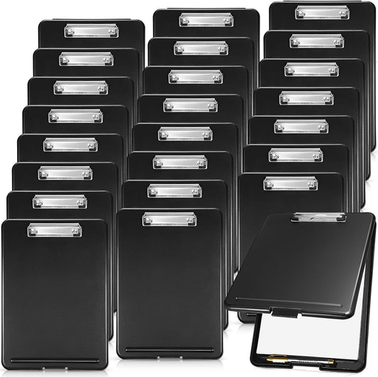 Geyee 24 Pcs Clipboard with Storage Plastic Foldable Nursing Clipboard Storage with Pen Holder 9. 5 x 13. 4 Inch Foldable Clip Board with Low Profile Clip for Student Teacher Nurse Office Supplies