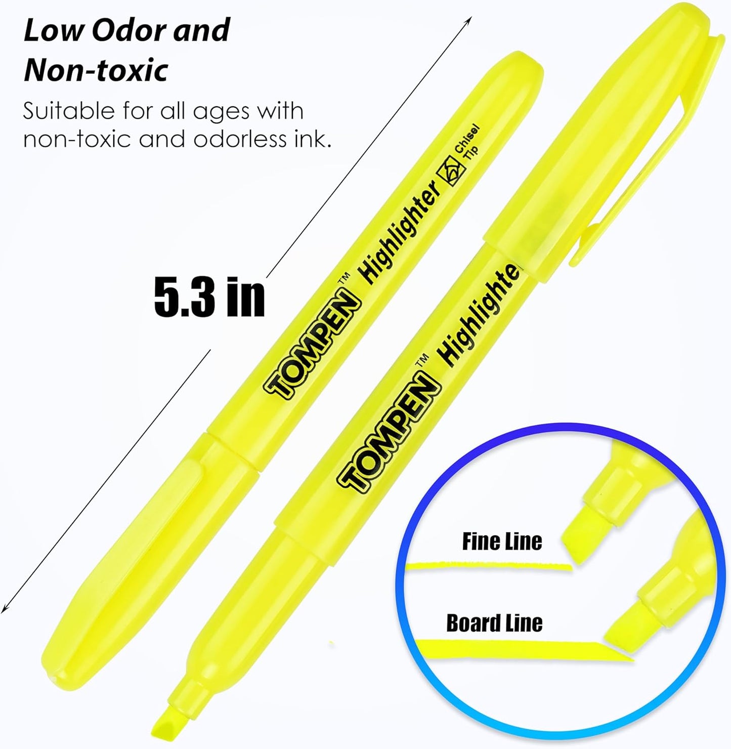 Highlighters Yellow 48 Pack – Bulk Chisel Tip High lighter Marker Set for School, Office, Bible Study, Journaling – Smear-Free, Quick Dry Ink – Fluorescent Pens for Teachers & Students