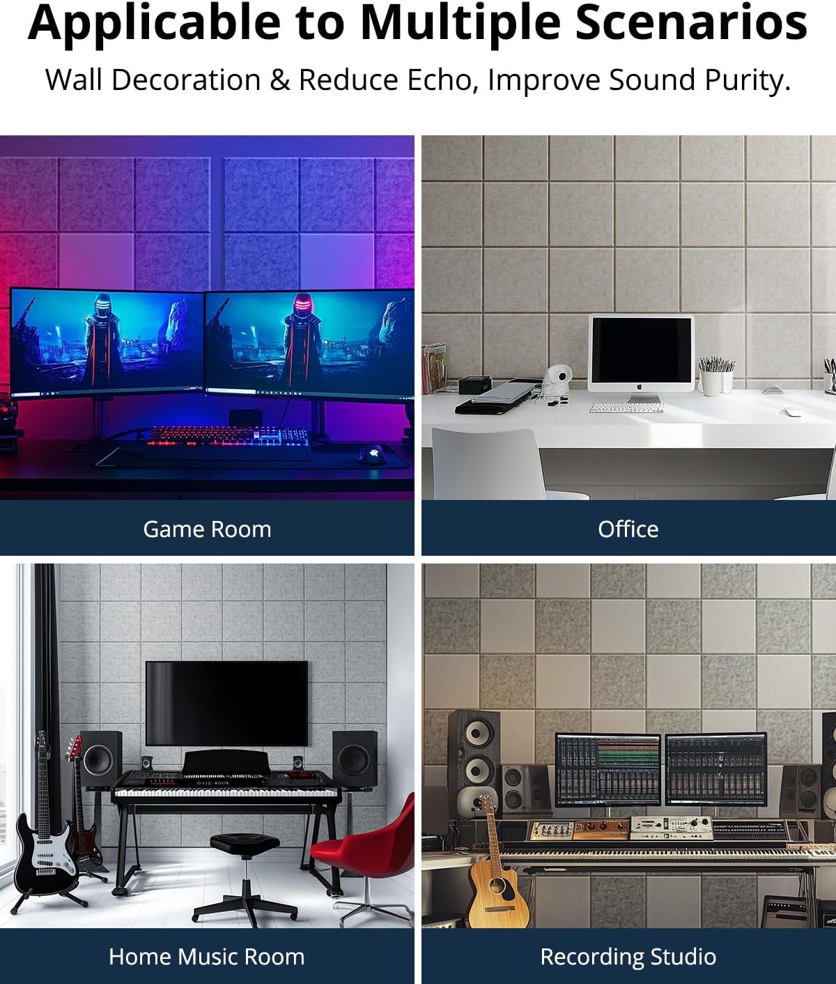 12 Pack Acoustic Panels Sound Absorbing 12"X12"X0.4" Self-adhesive Acoustic Panels High Density Sound Proof Panels for Walls, Door And Ceiling Gray