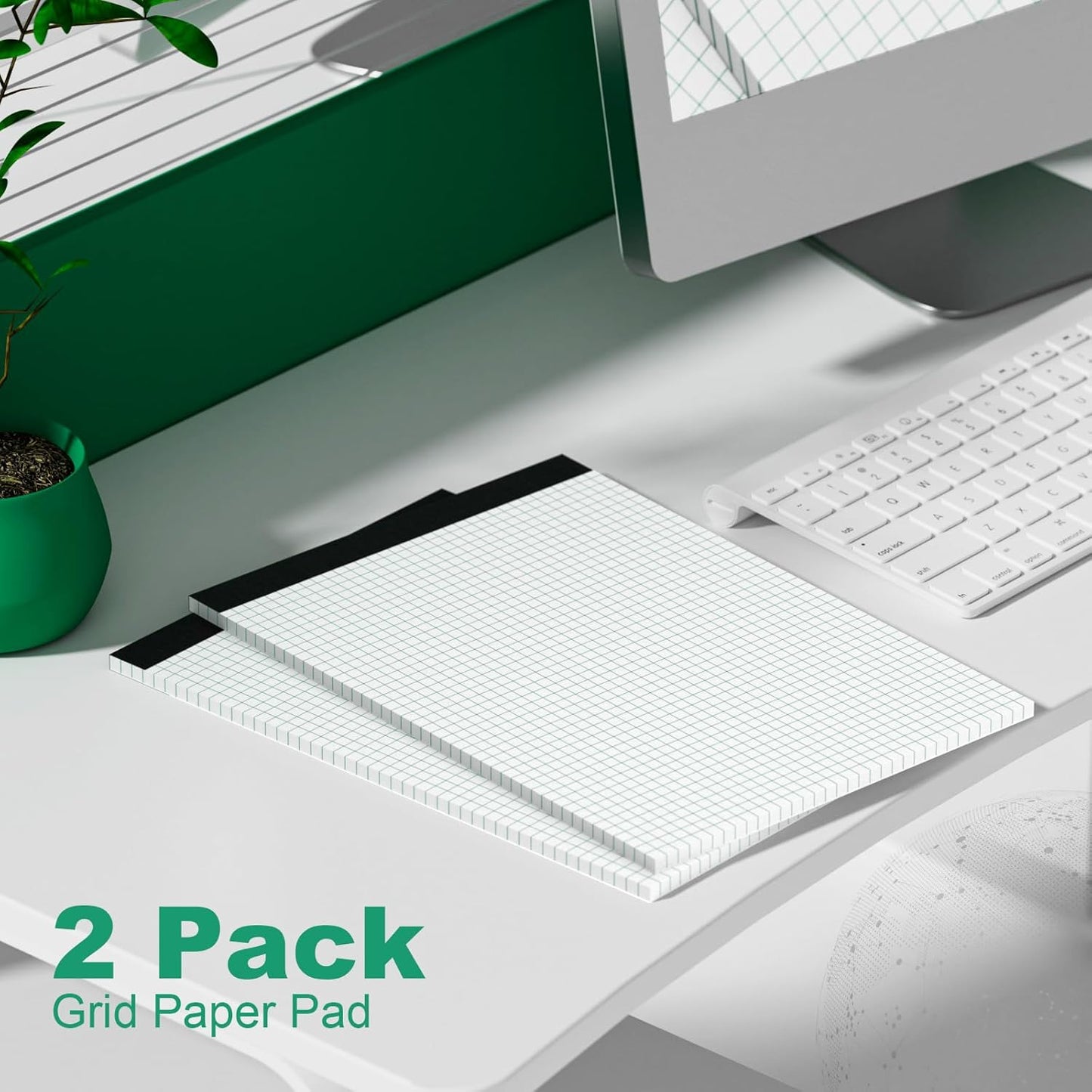 2 Pack Graph Paper Pad 8.5 x 11 Quad Ruled Graph Pads 4x4, White Grid Paper Pad Letter Size 8.5 x 11-Inch, Micro-Perforated Graph Paper Notebook Square Math Paper Writing Pads for Office School