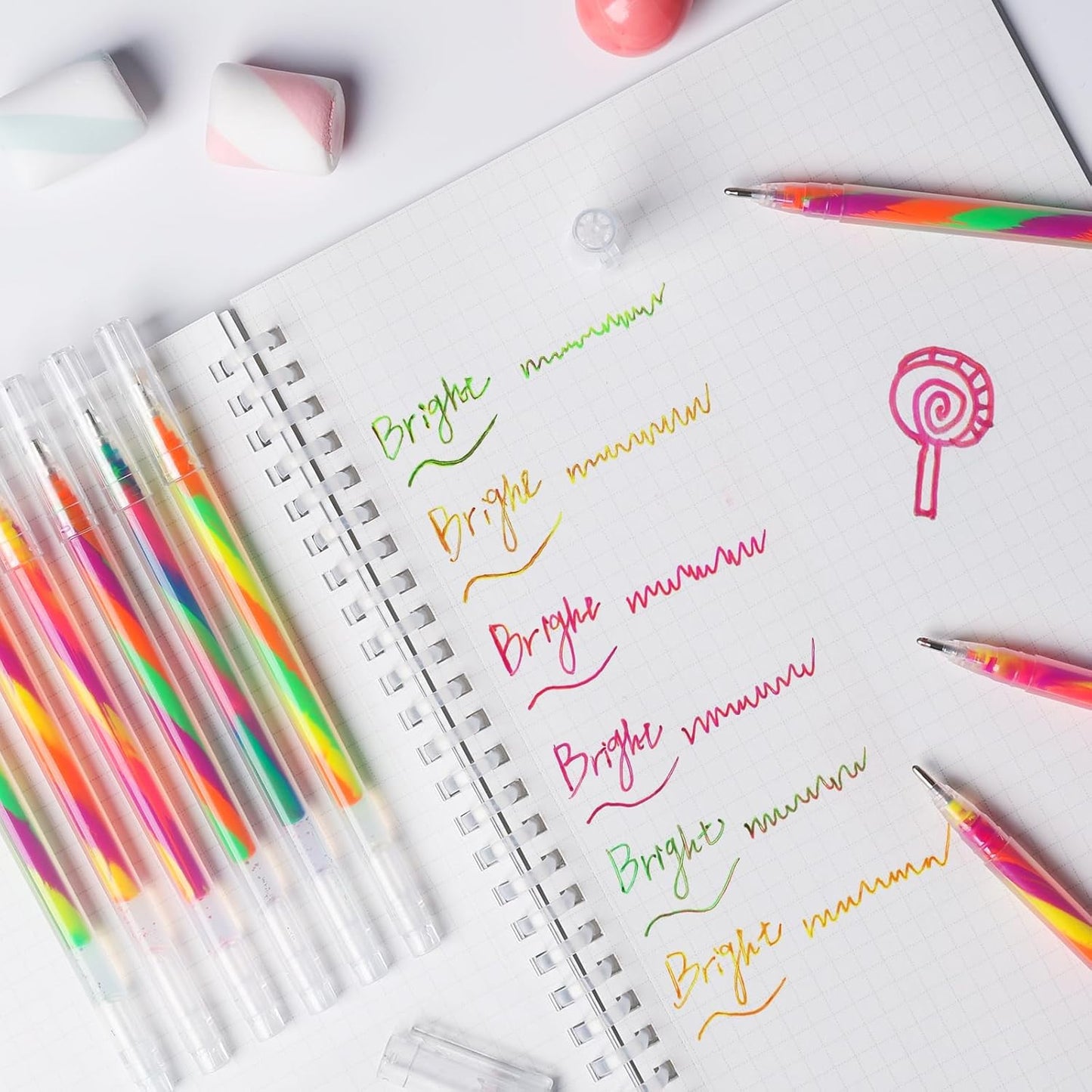 LIULIUCAI 12 Pack Rainbow Gel Pens with Upgraded Tip, Magic 3-Color Mixing Gel Pens Set, Neon for Adult Coloring Books, Journaling, Doodling, Stable Colorful Art Supplies