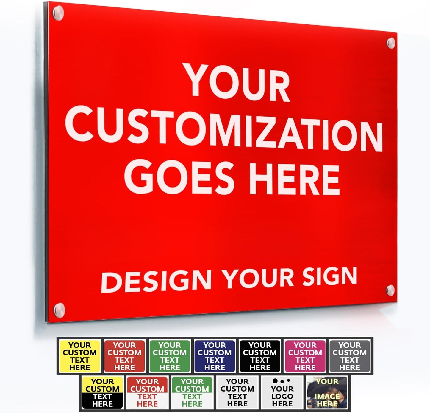 Custom Metal Signs, Personalized Aluminum, Customized Safety, Business Signs, Waterproof Outdoor, White Aluminum (Red, 30x24 In)