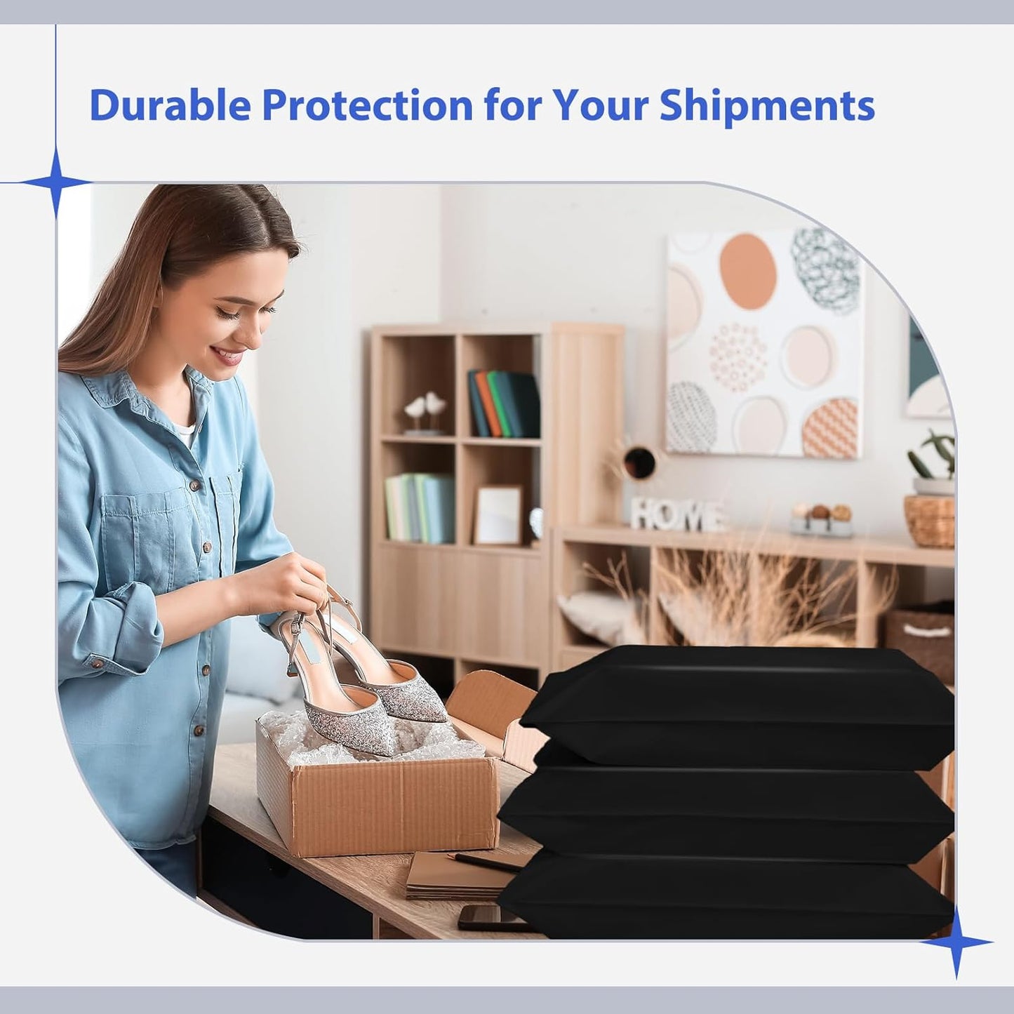 Fuxury Poly Mailers 25 Pcs 17.7 X 22", XL Shipping Bags for Clothing, Strong Adhesive Shipping Mailing Envelopes,Large Self-Sealing Polymailer for Small Business Black #10